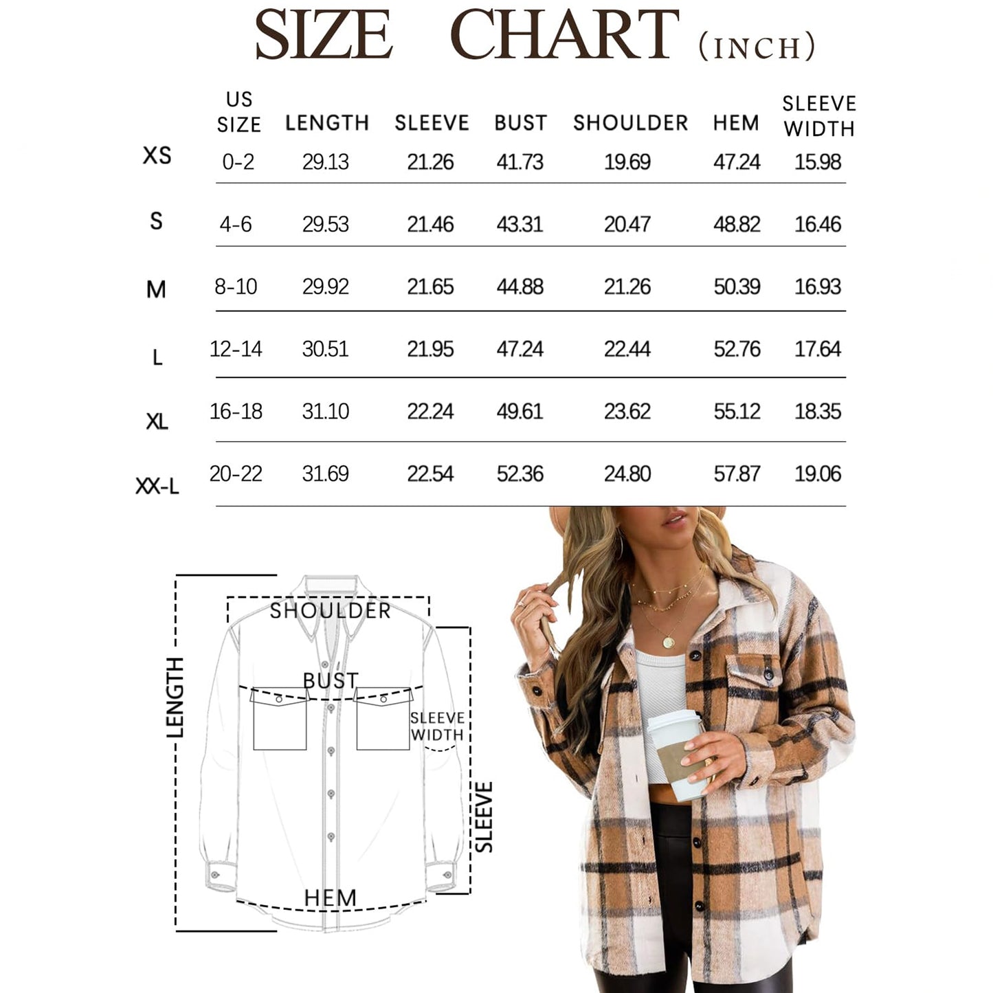 SUNBS Flannel Shirt Women Button Down Shacket Jackets Long Sleeve Plaid Shirts Blouses for Womens