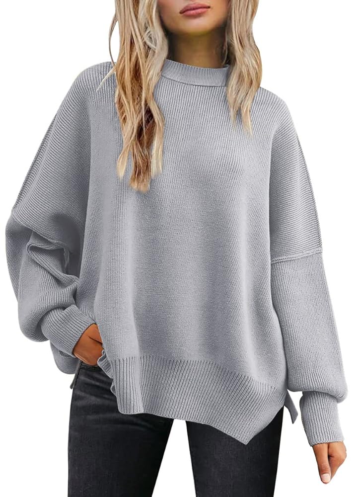 SUNBS Oversized Sweaters for Women Crewneck Casual Long Sleeve Blouse Knit Pullover Tops 2024 Winter Clothes