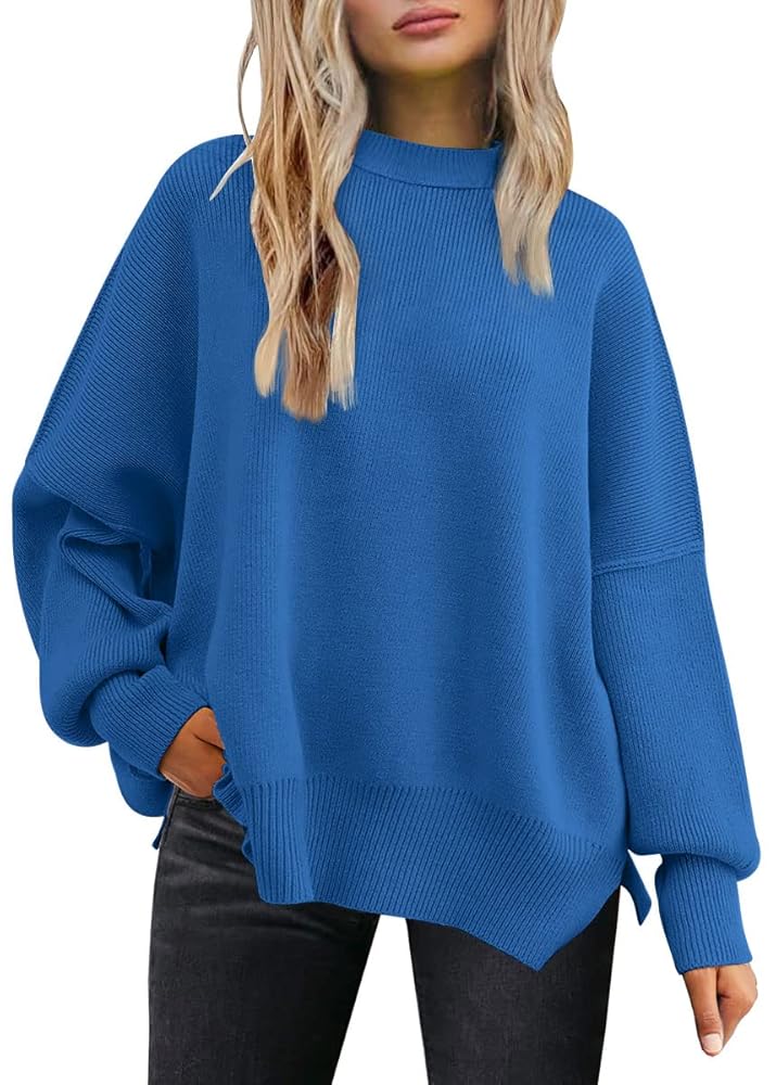 SUNBS Oversized Sweaters for Women Crewneck Casual Long Sleeve Blouse Knit Pullover Tops 2024 Winter Clothes