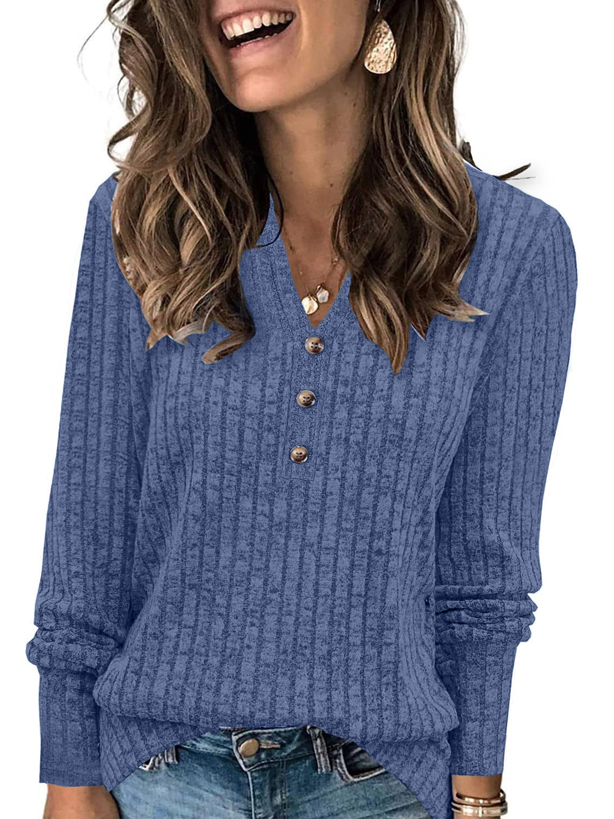SUNBS Tunic Shirts for Womens Long Sleeve Tops Casual V Neck Sweaters for Women Blouses