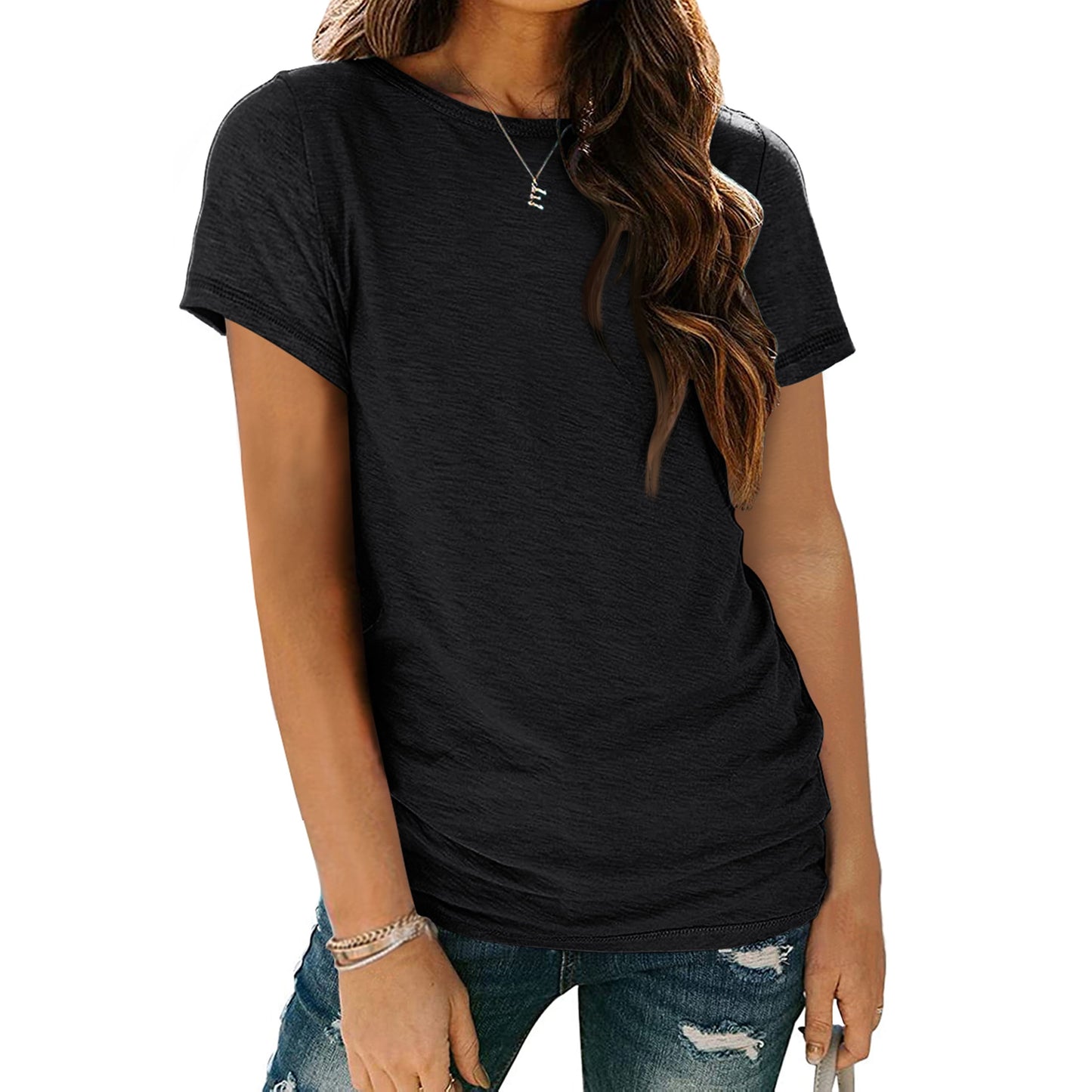 SUNBS Shirts for Women Summer Spring Tops Short Sleeve Oversized T Shirts Fashion Basic Casual Tee Clothes 2025 Trendy