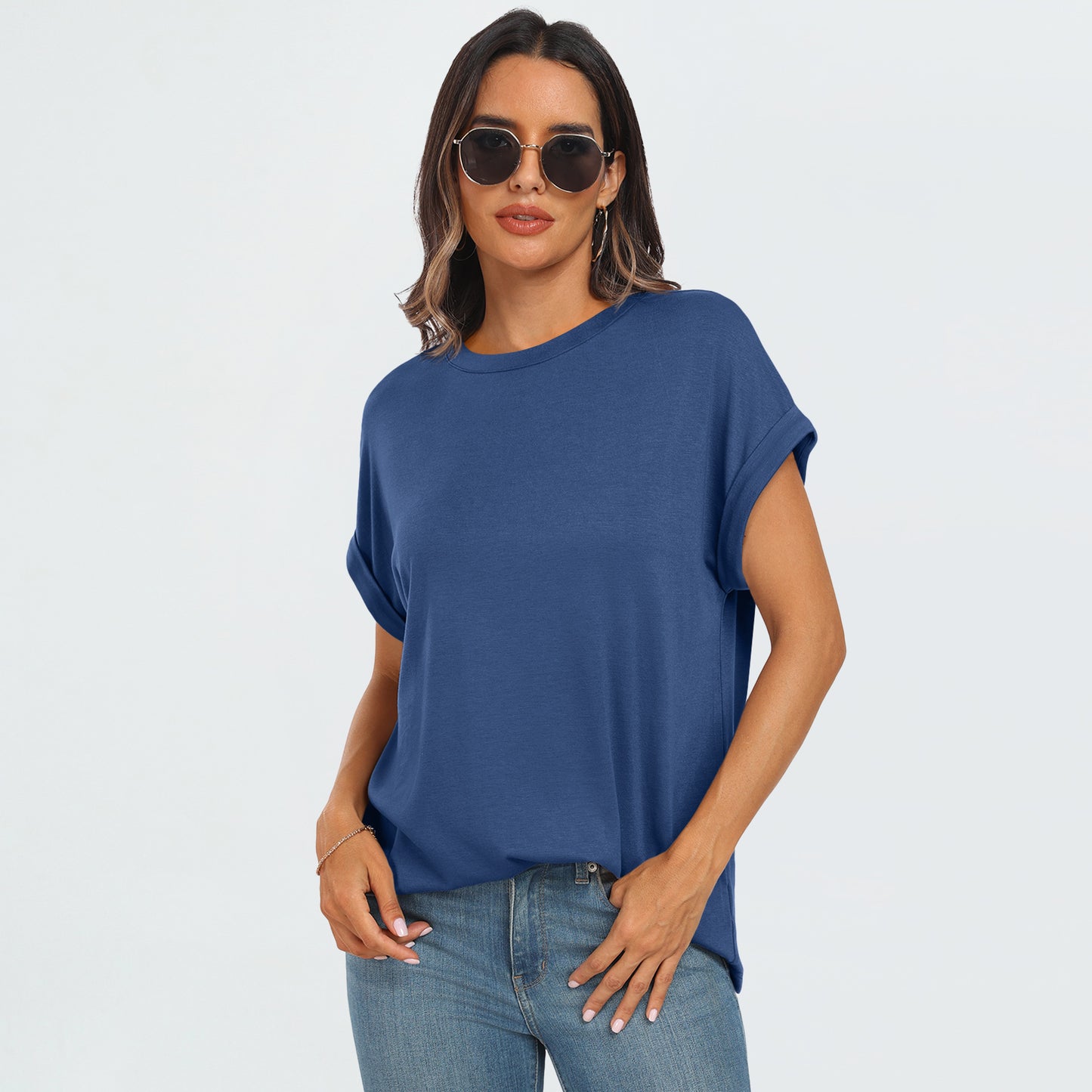SUNBS Womens Tops Oversized Business Casual Shirts Loose Fit Short Sleeve Tshirts Summer Clothes Fashion Trendy Outfit
