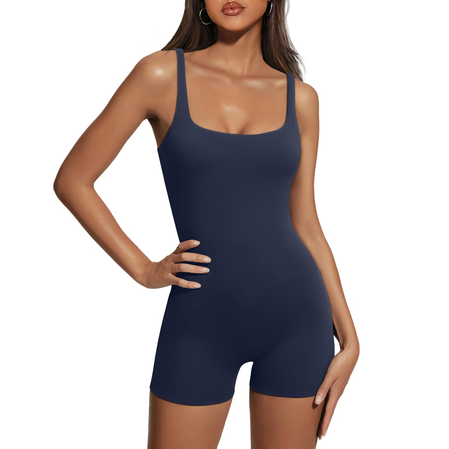 SUNBS Womens Jumpsuits Shorts Rompers One Piece Bodysuits Yoga Sleeveless Backless Seamless Bodycon Outfits Clothes 2024