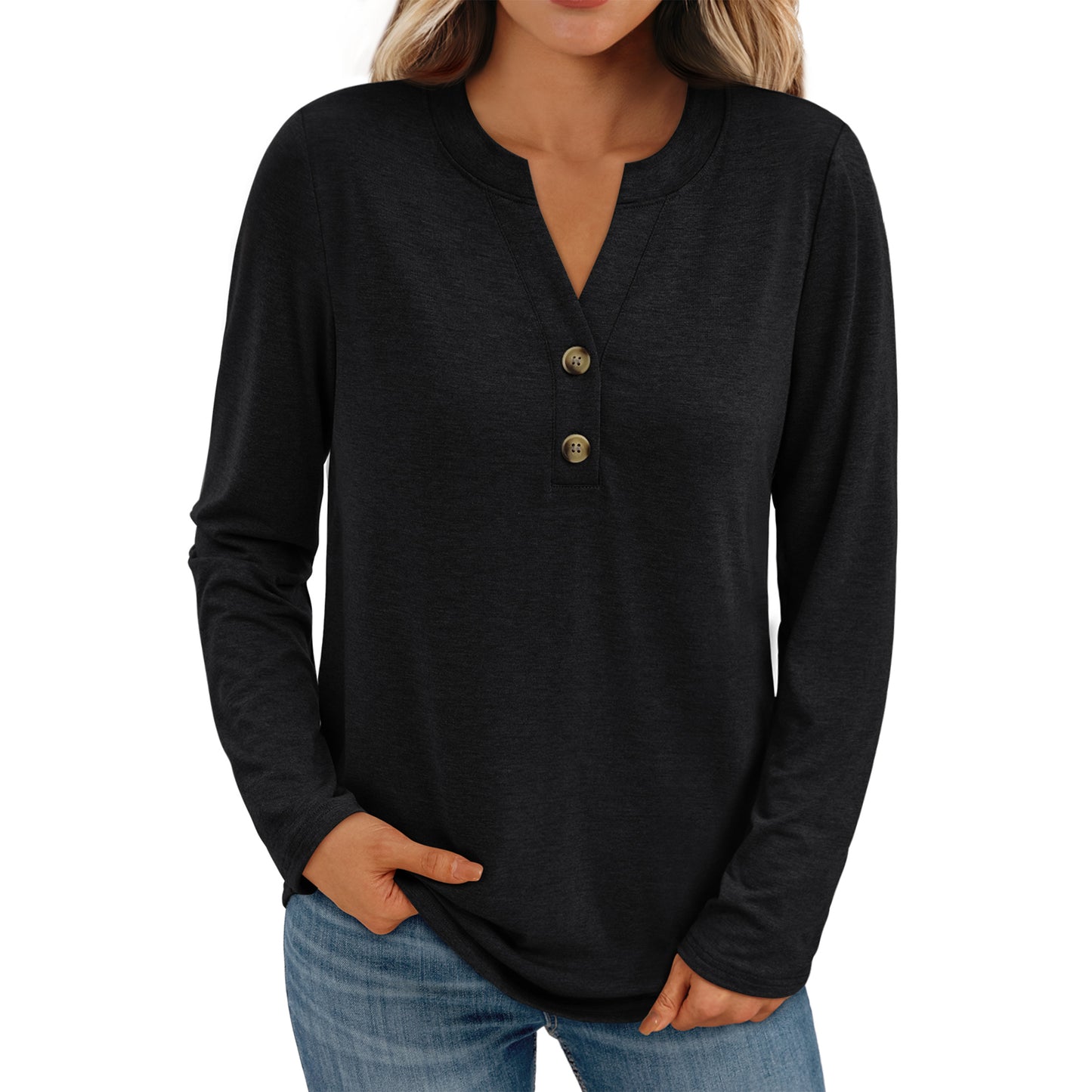 SUNBS Blouses for Women Dressy Casual V Neck Womens Tops Long Sleeve Shirts for Women Blouses