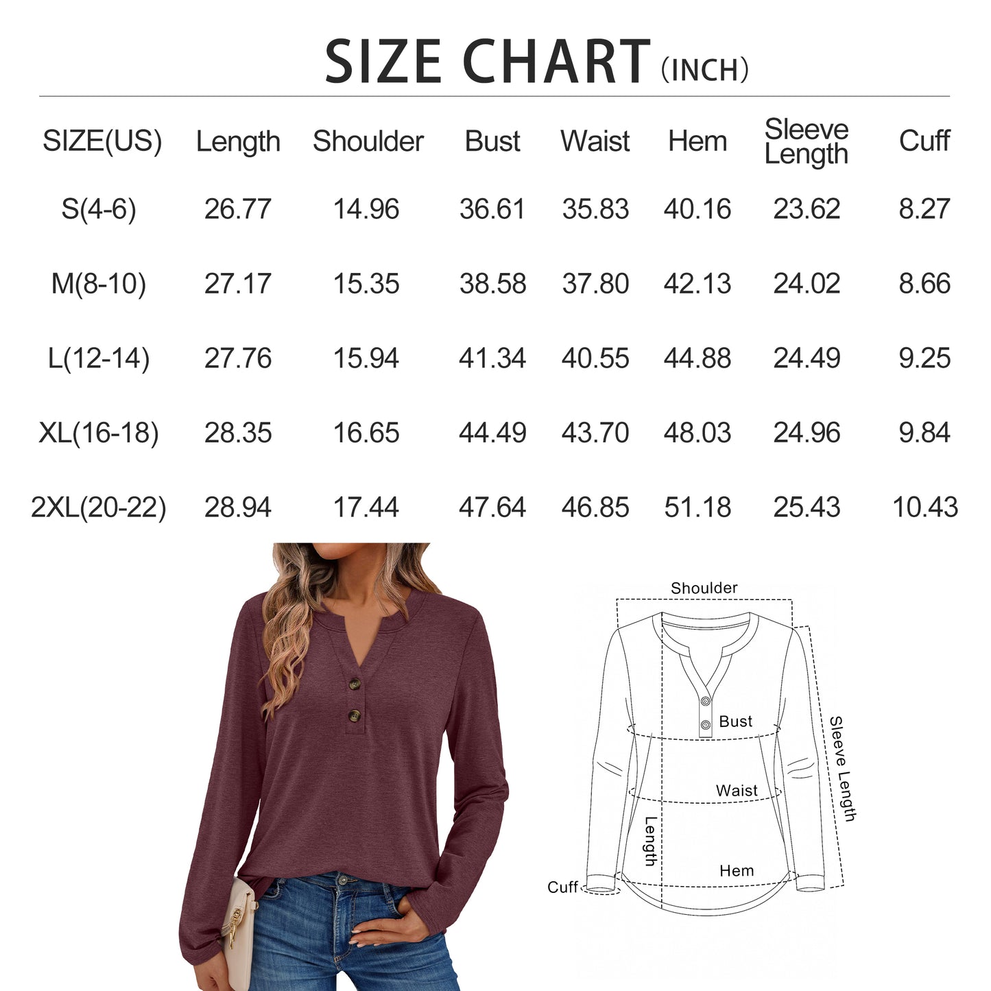 SUNBS Blouses for Women Dressy Casual V Neck Womens Tops Long Sleeve Shirts for Women Blouses