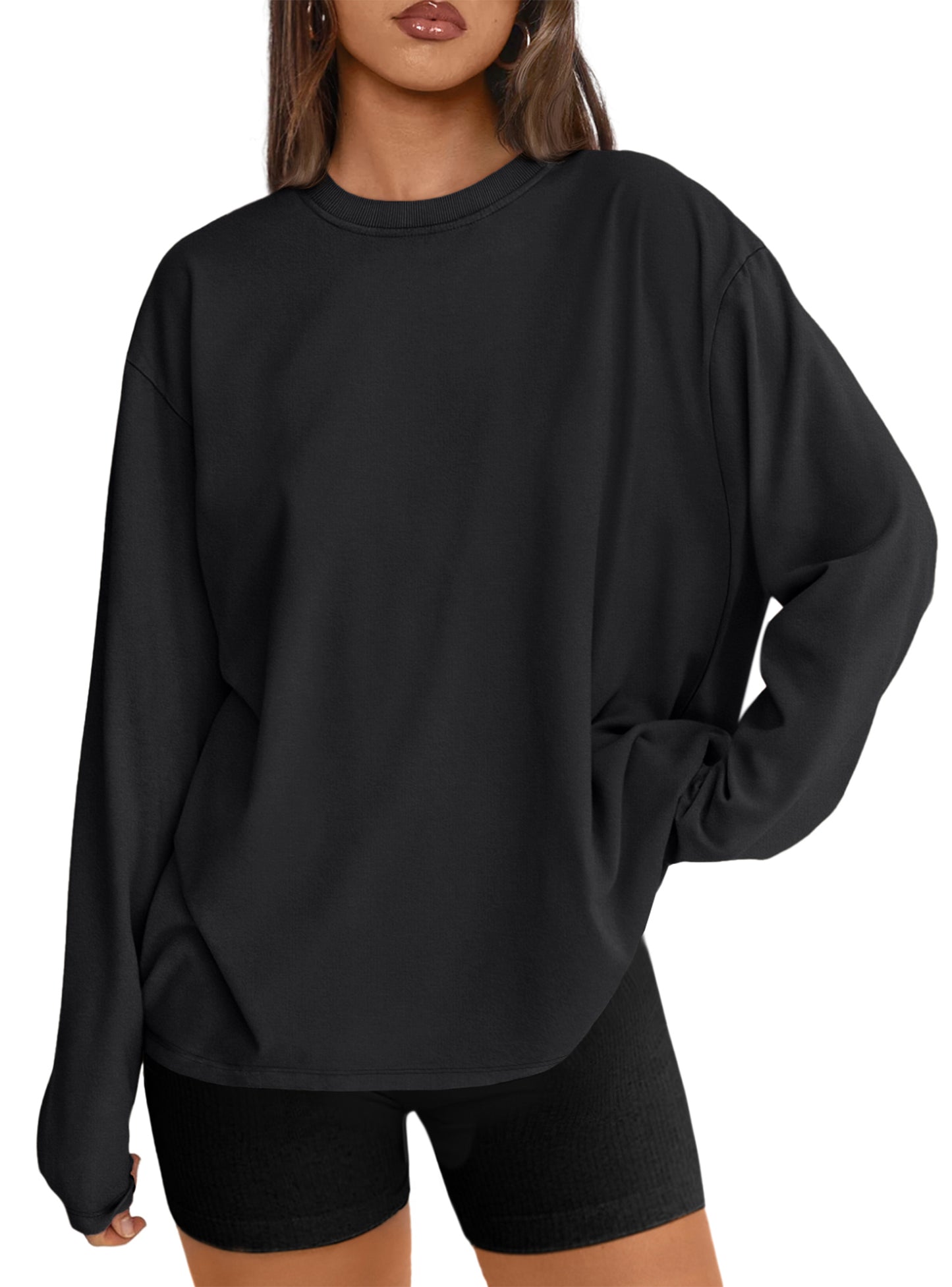 SUNBS T Shirts for Women Oversized Long Sleeve Basic Crewneck Tee Fall Winter Casual Blouses, Sizes S-3XL