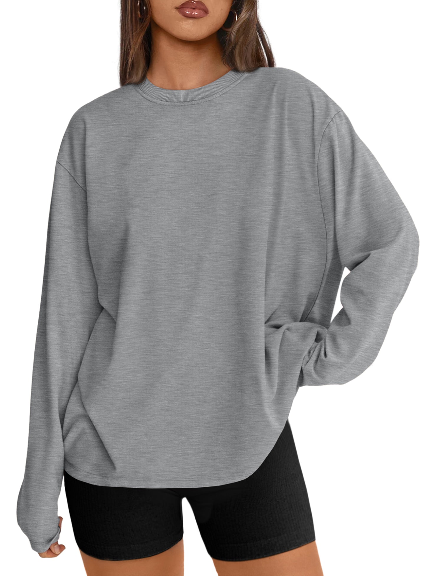 SUNBS T Shirts for Women Oversized Long Sleeve Basic Crewneck Tee Fall Winter Casual Blouses, Sizes S-3XL