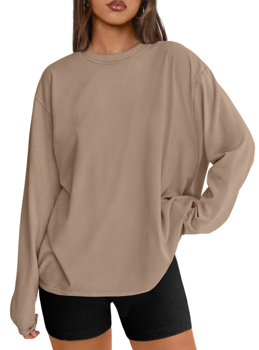 SUNBS T Shirts for Women Oversized Long Sleeve Basic Crewneck Tee Fall Winter Casual Blouses, Sizes S-3XL