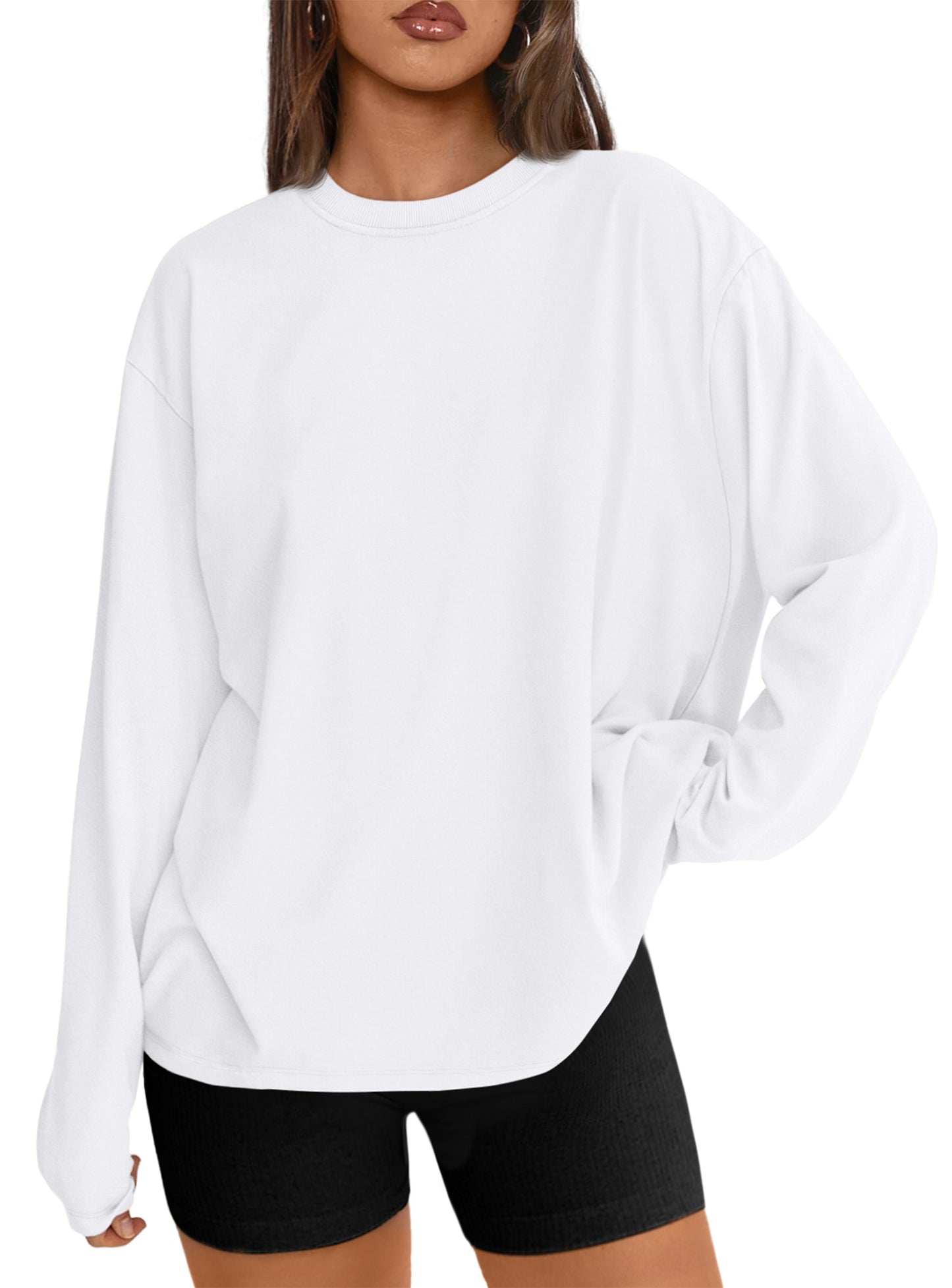 SUNBS T Shirts for Women Oversized Long Sleeve Basic Crewneck Tee Fall Winter Casual Blouses, Sizes S-3XL