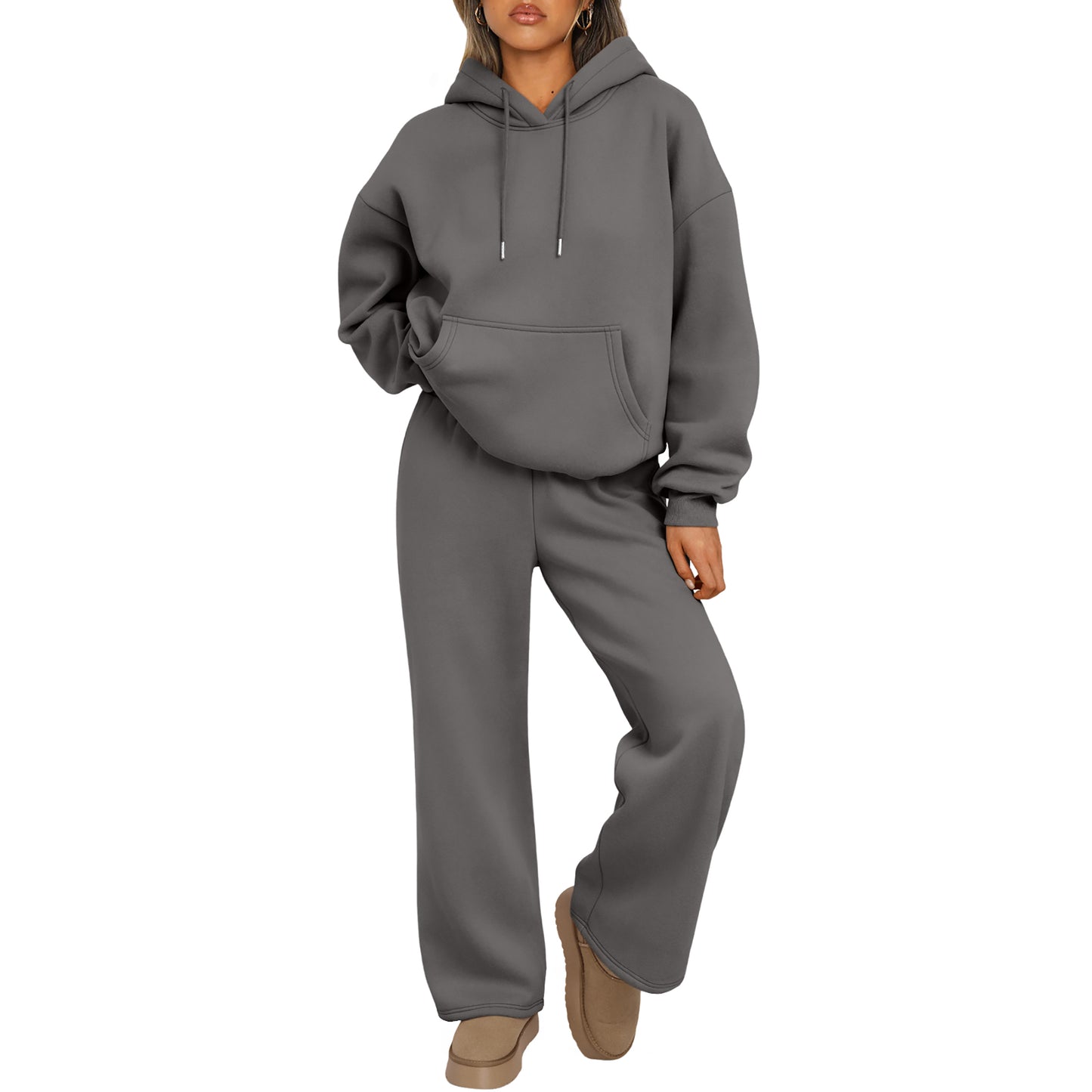SUNBS Sweatsuit for Womens 2 Piece Outfits Lounge Fall Fashion Sets Oversized Hoodies Wide Leg Pants Sweatsuits Winter Clothes