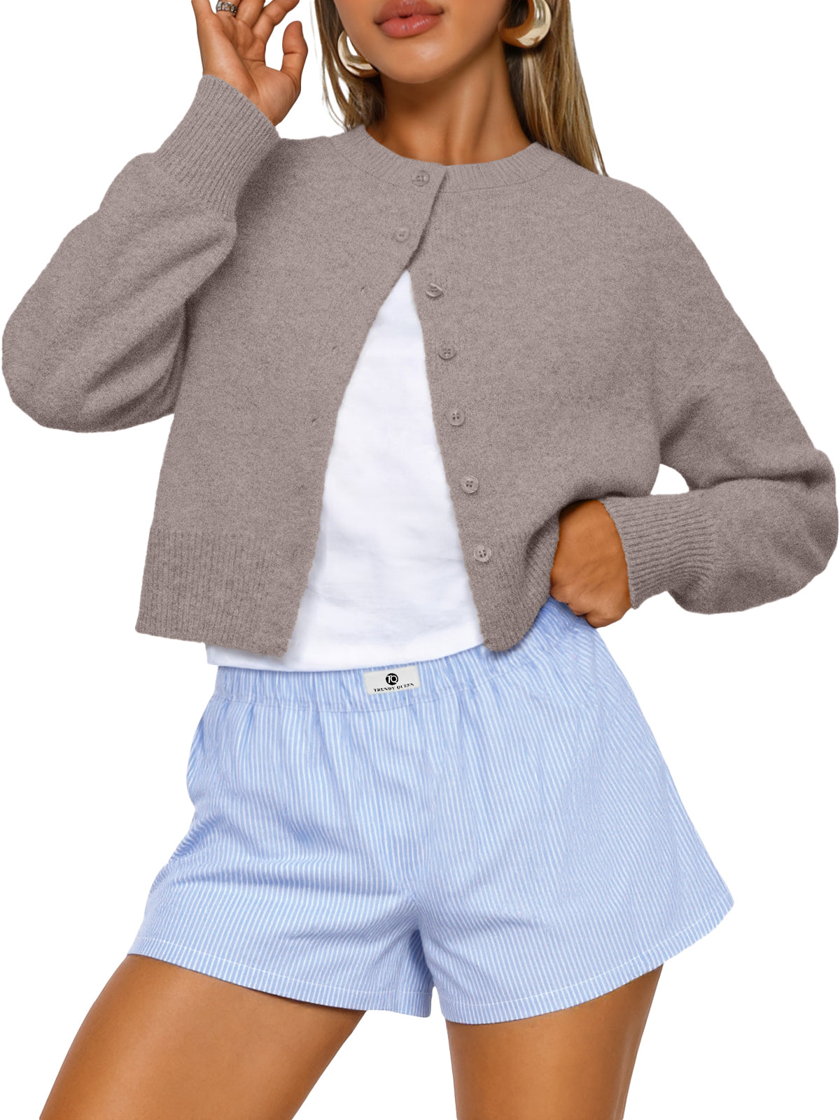 SUNBS Womens Cropped Cardigan Long Sleeve Sweaters for Women Lightweight Blouse Fall Knit Top Fashion Button Up Clothes