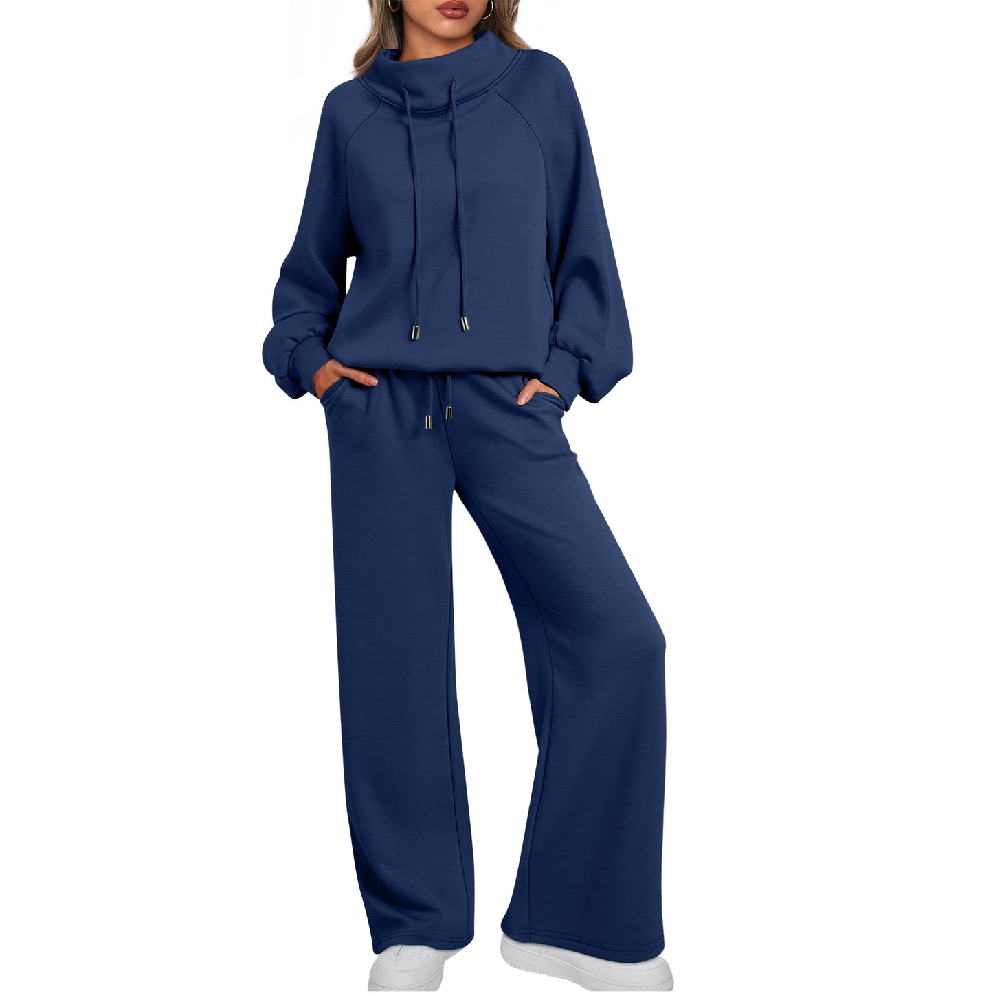 SUNBS Lounge Sets for Women Sweatsuits 2 Piece Outfits 2025 Fall Drawstring Sweatshirt Wide Leg Sweatpants Tracksuit