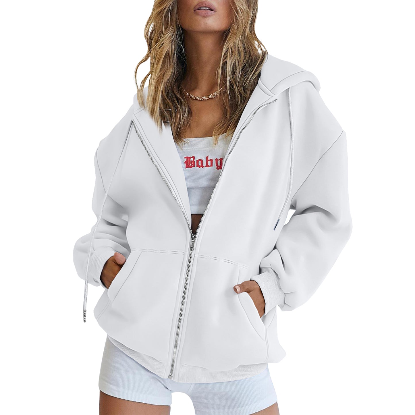 SUNBS Drawstring Zip Up Hoodies for Women Fall Cute Jacket Oversized Casual Sweatshirts with Pocket
