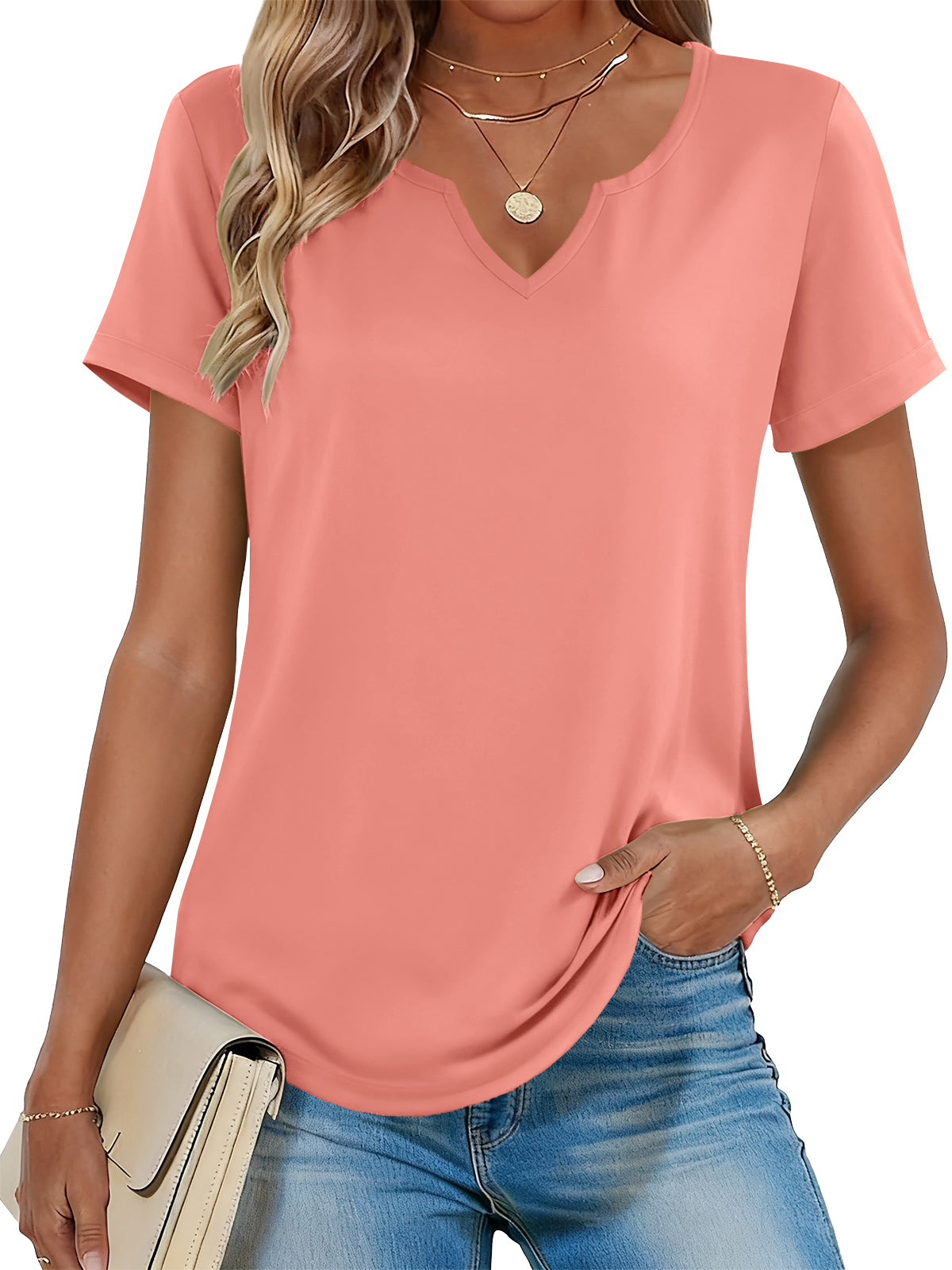 SUNBS Shirts for Women Short Sleeve Blouses Summer V Neck Tops Casual Dressy Boho Tunic Business Work Clothes School Outfit