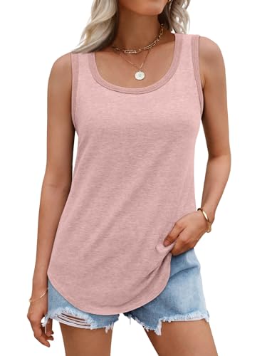 SUNBS Loose Fit Tank Tops for Women Casual Crewneck Sleeveless Shirts Summer Plus Size Blouses 2025