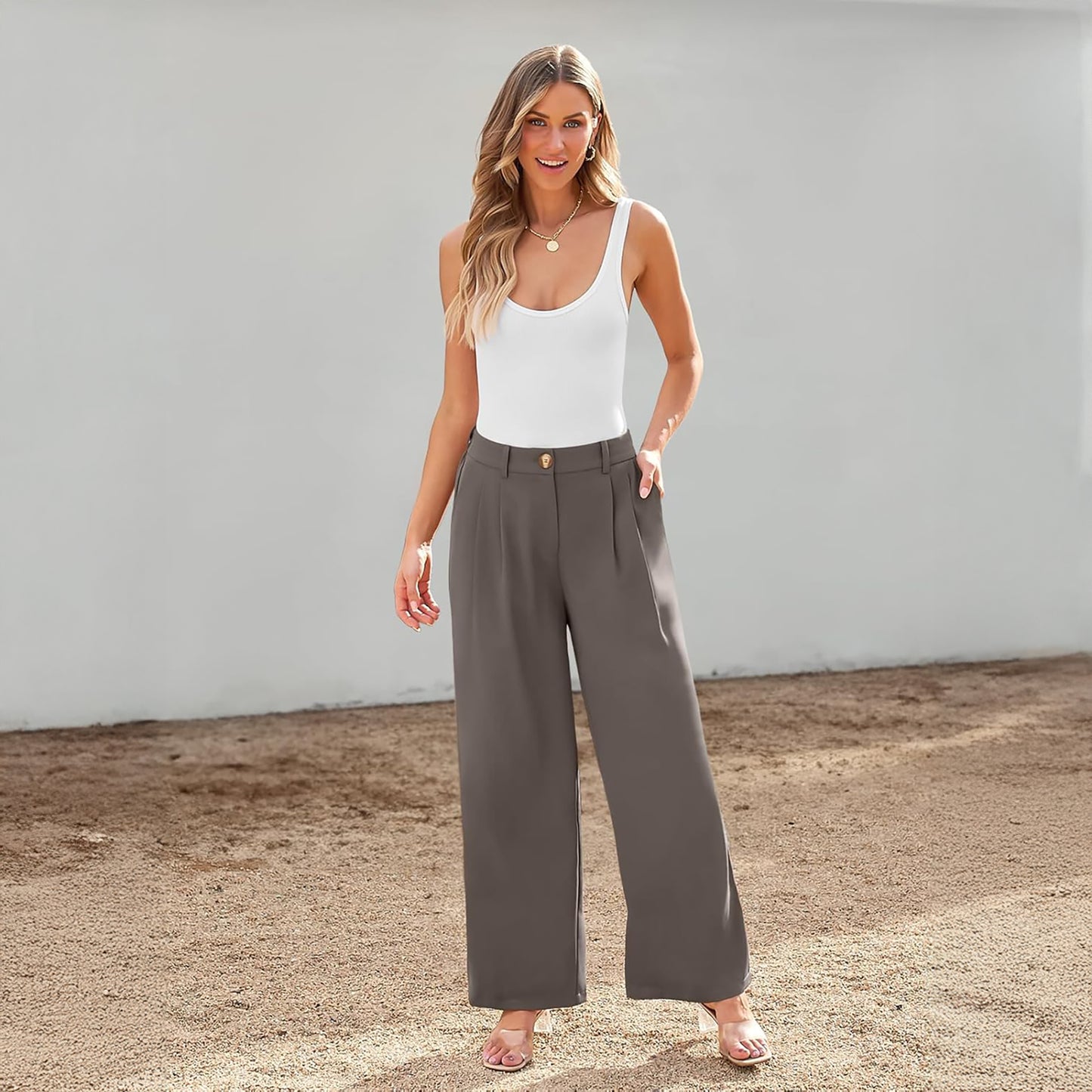 SUNBS Wide Leg Pants Women Dress Work High Waisted Business Casual Pants Yoga Cargo Sweatpants with Pockets 2025