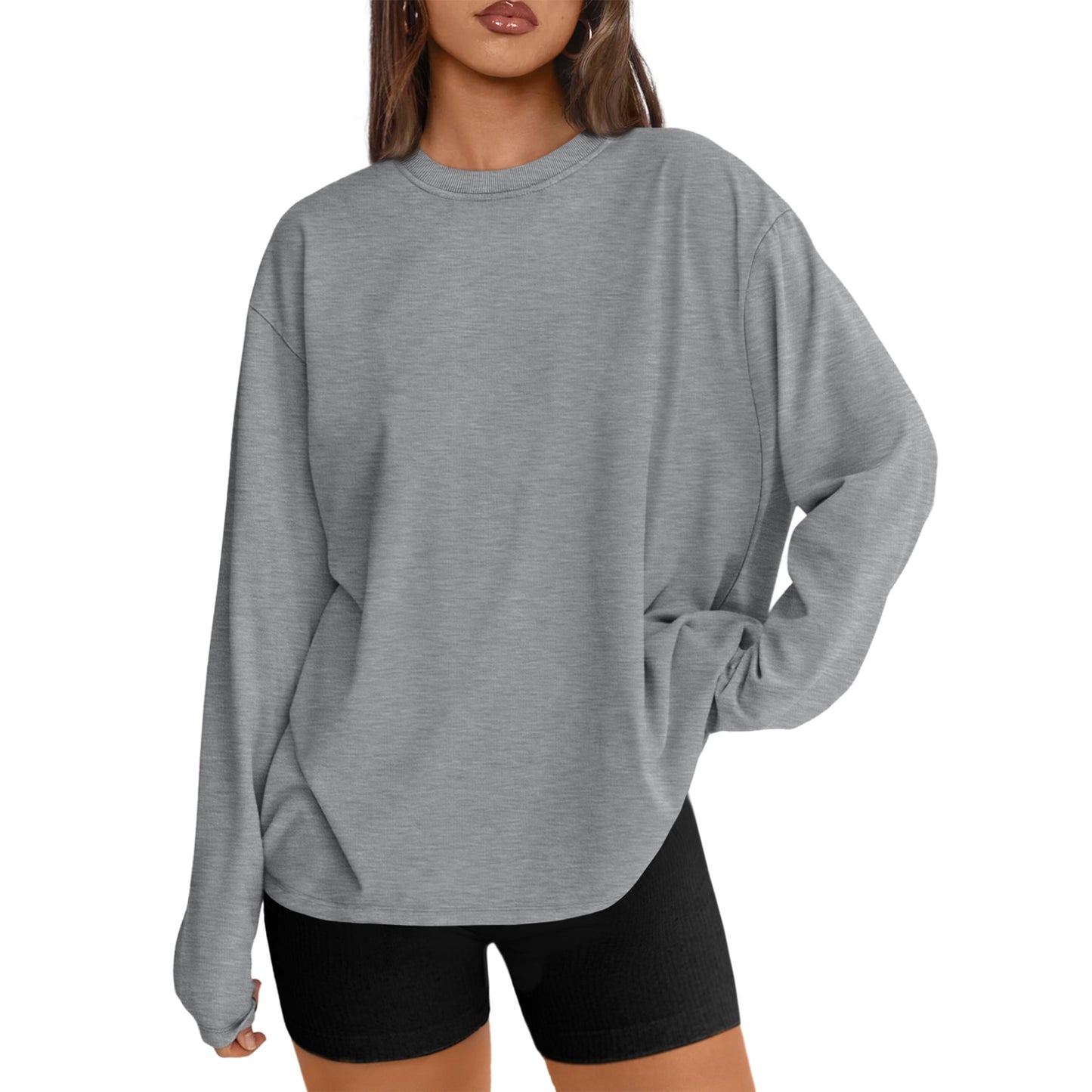 SUNBS 2 Piece Outfit for Women Lounge Sets Oversized Long Sleeve Basic Crewneck Tee Fall Winter Clothing