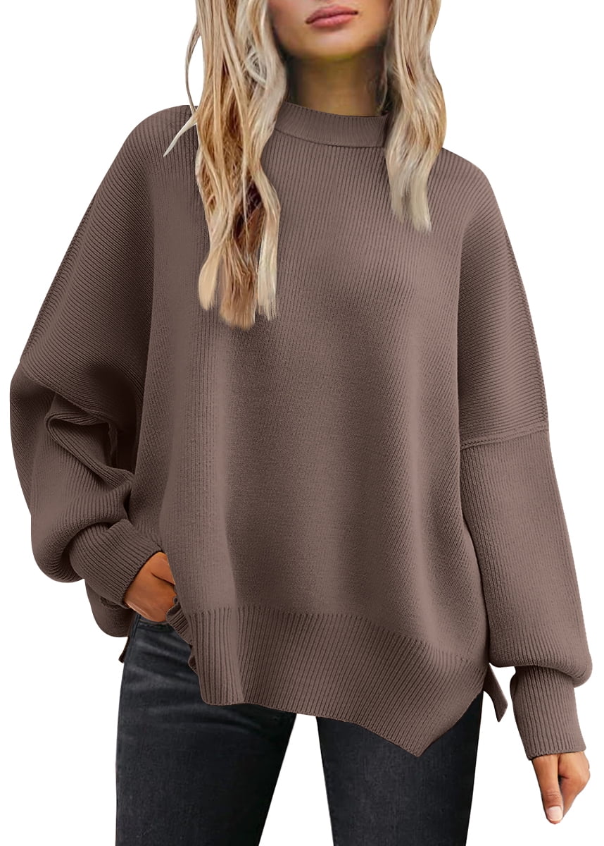 SUNBS Oversized Sweaters for Women Crewneck Casual Long Sleeve Blouse Knit Pullover Tops 2024 Winter Clothes