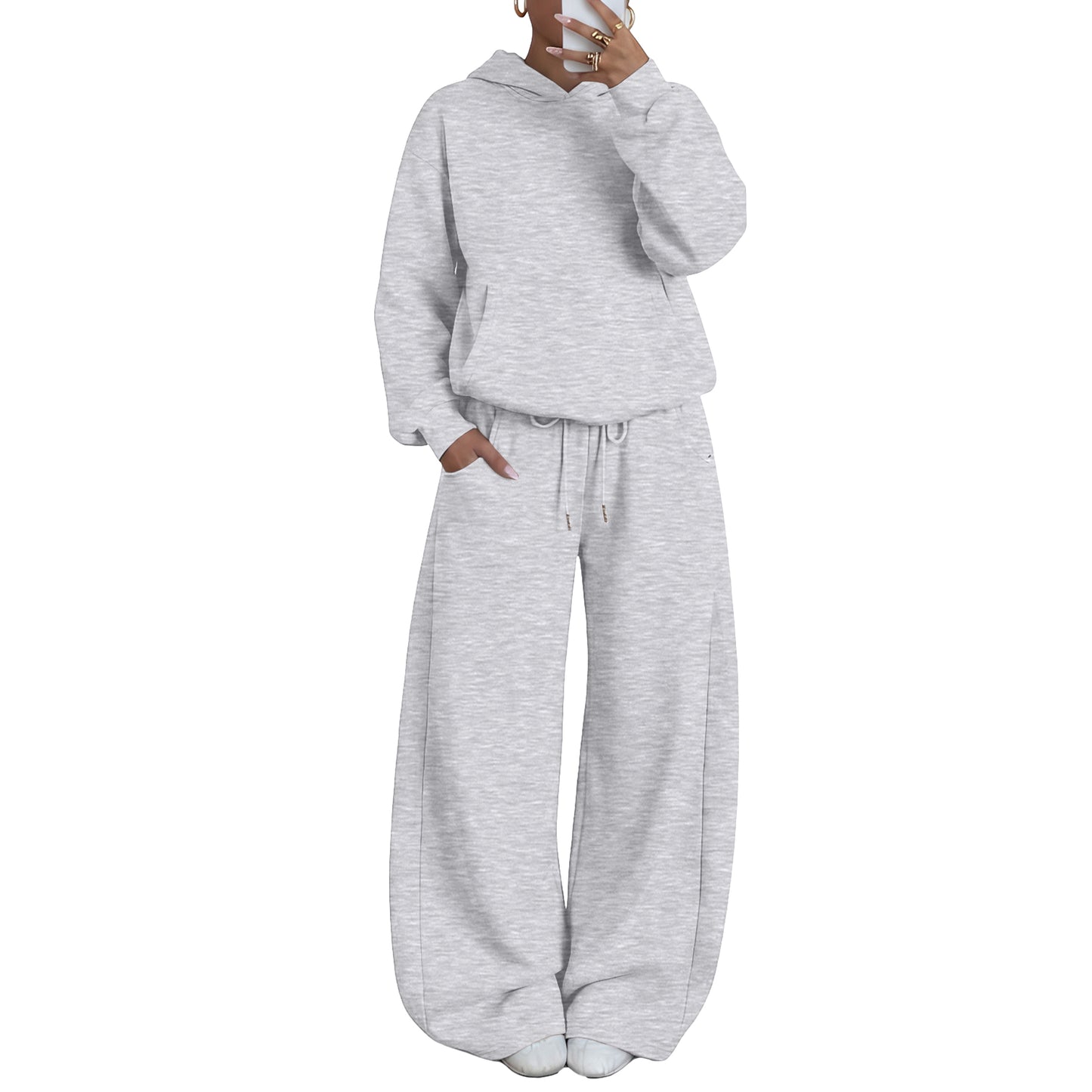 SUNBS 2 Piece Outfit for Women Lounge Sets Oversized Hoodie Wide Leg Pants Casual Fall Loungewear Sweatsuit