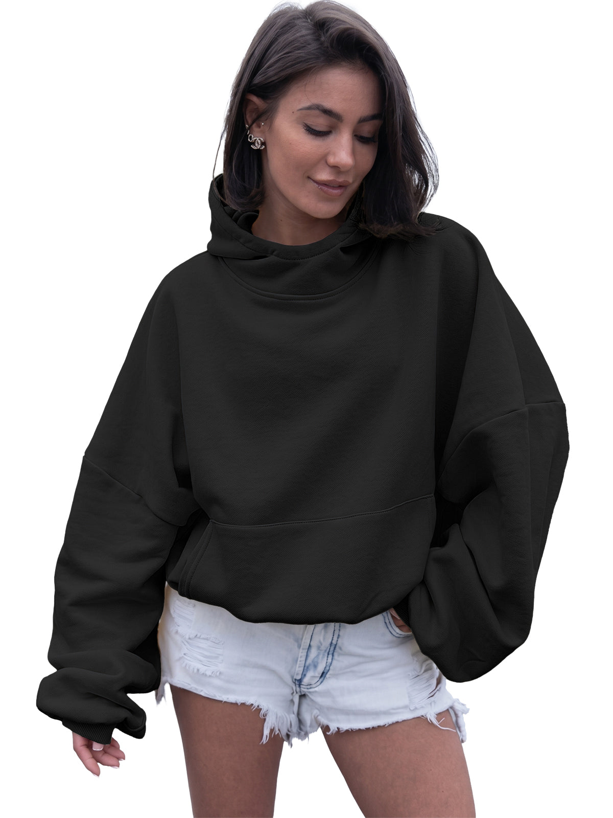 SUNBS Womens Hoodies Casual Knit Long Sleeve Drawstring Pullover Sweatshirts Lightweight Hooded Tops