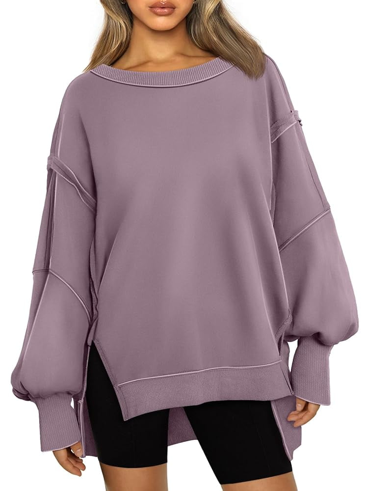 SUNBS Womens Oversized Sweatshirts Hoodies Crewneck Shirts Fall Outfits Teen Girls Y2k Winter Clothes