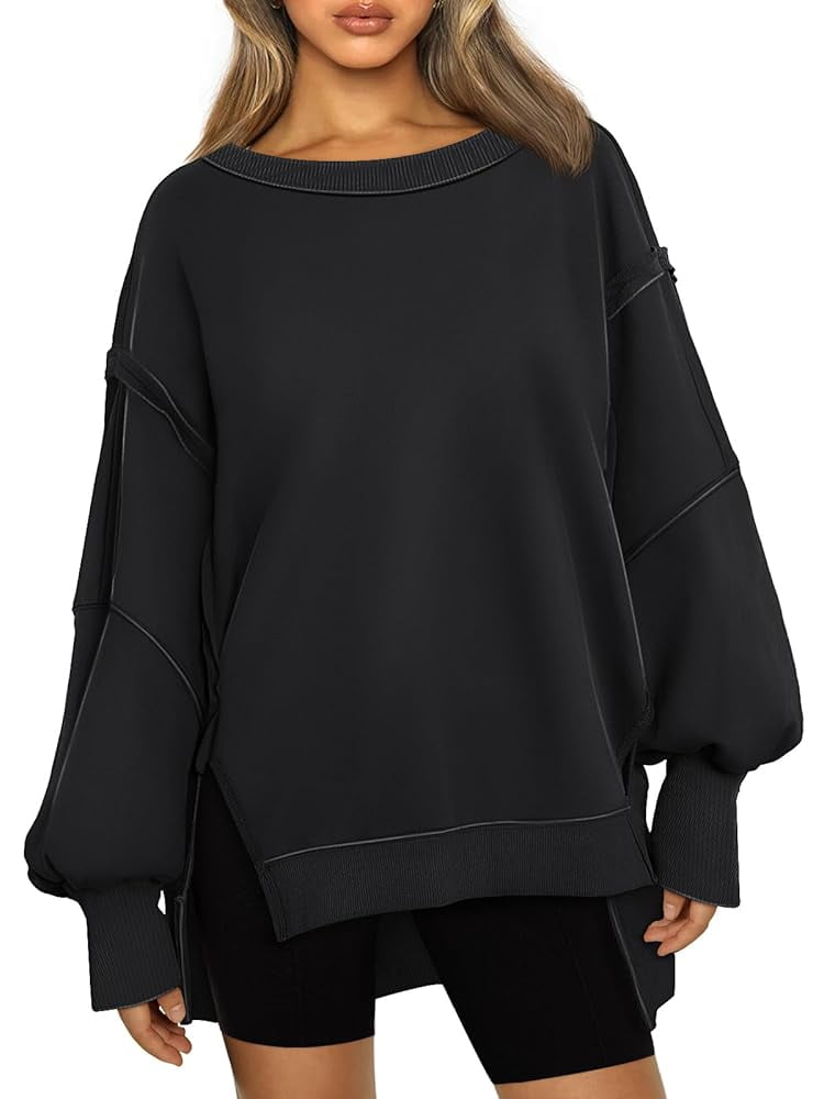 SUNBS Womens Oversized Sweatshirts Hoodies Crewneck Shirts Fall Outfits Teen Girls Y2k Winter Clothes