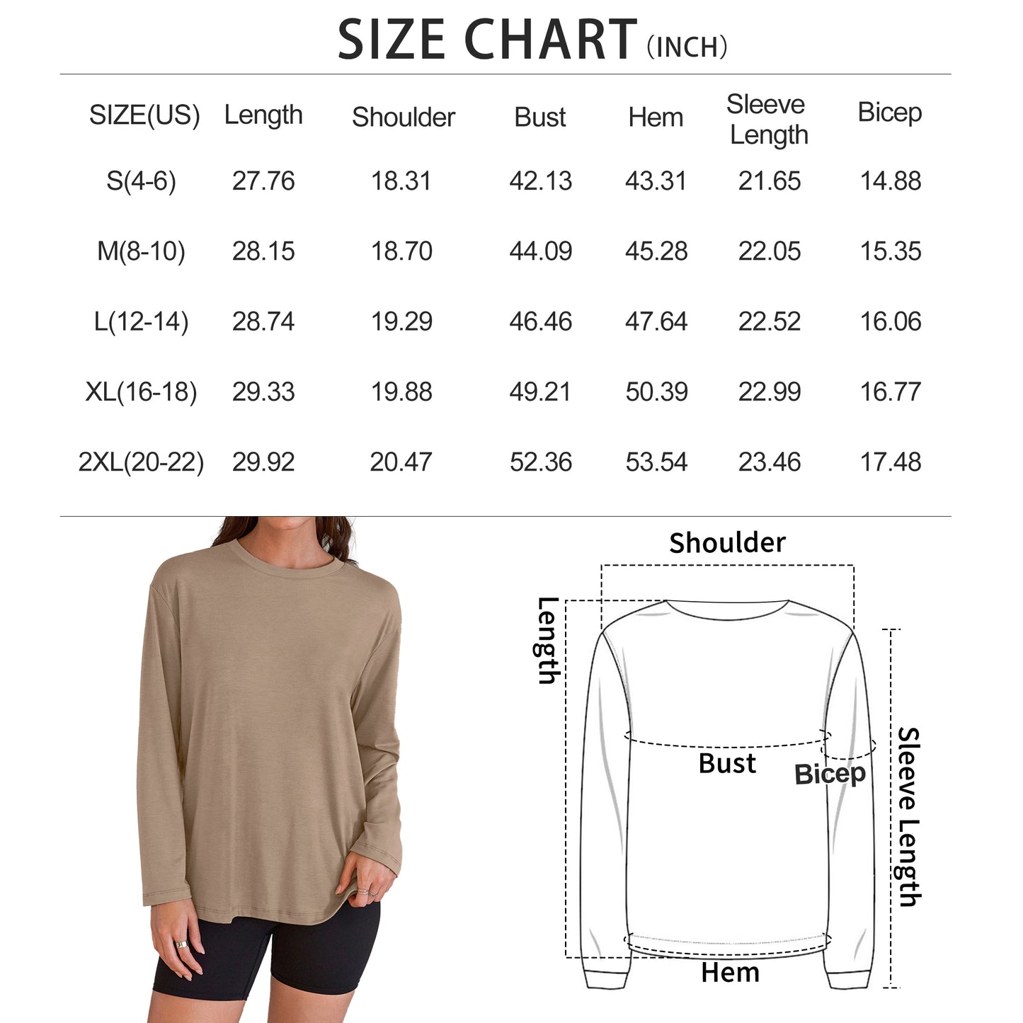 SUNBS T Shirts for Women Oversized Long Sleeve Basic Crewneck Tee Fall Winter Casual Blouses, Sizes S-3XL