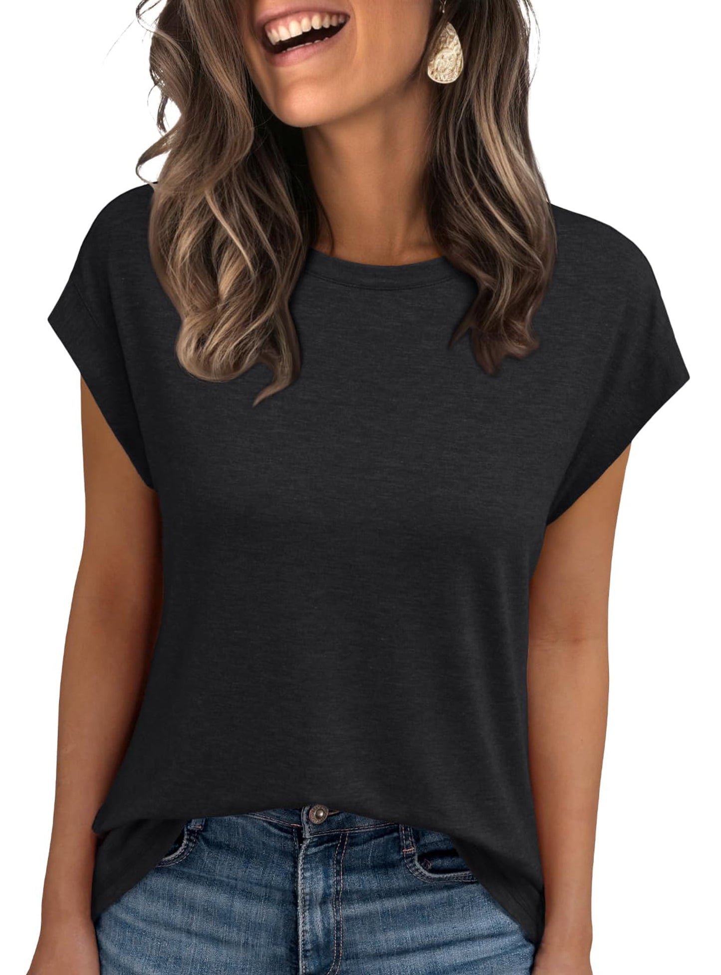 SUNBS Womens Tops Loose Fit Casual Basic T Shirts Business Trendy Clothes 2025