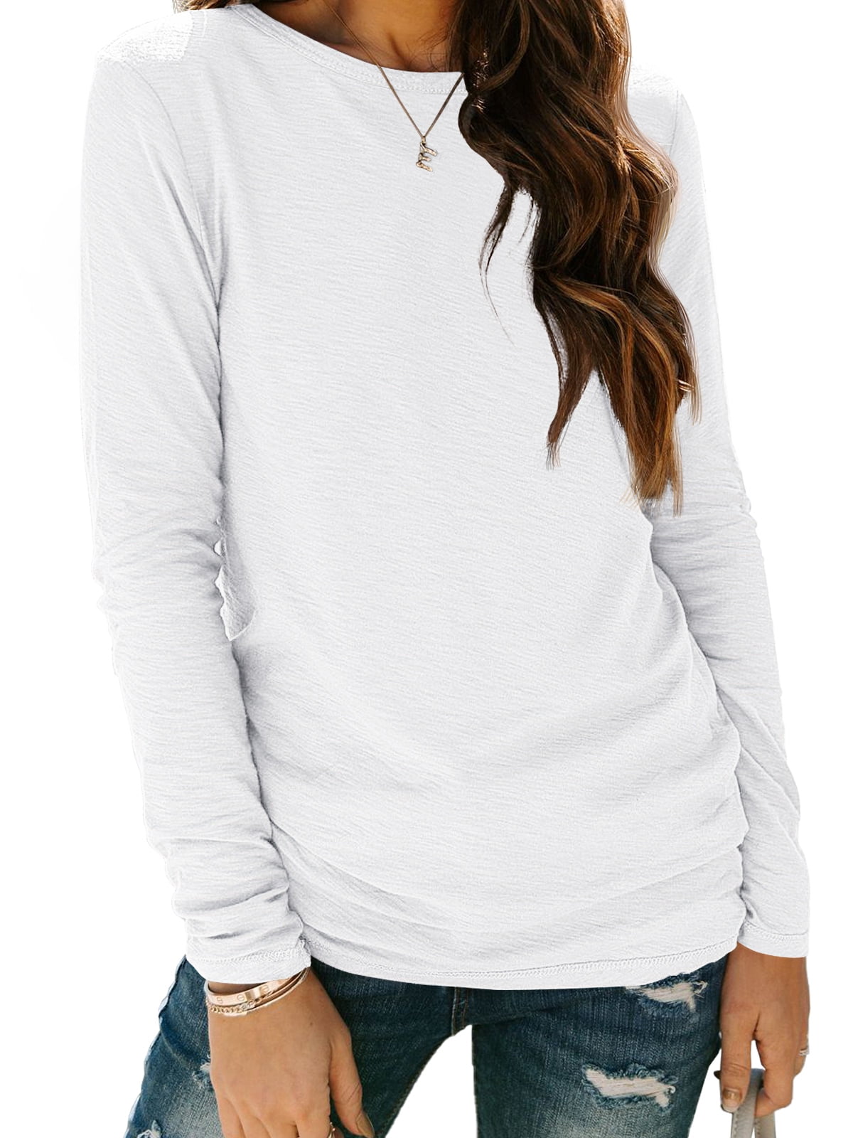SUNBS Long Sleeve Shirts for Women Crew Neck Fall Fashion Pullover Casual Tops Clothes