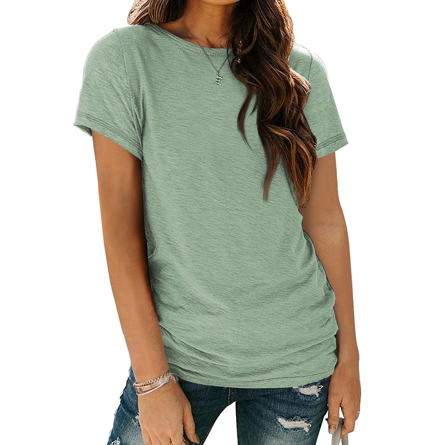 SUNBS Shirts for Women Summer Spring Tops Short Sleeve Oversized T Shirts Fashion Basic Casual Tee Clothes 2025 Trendy