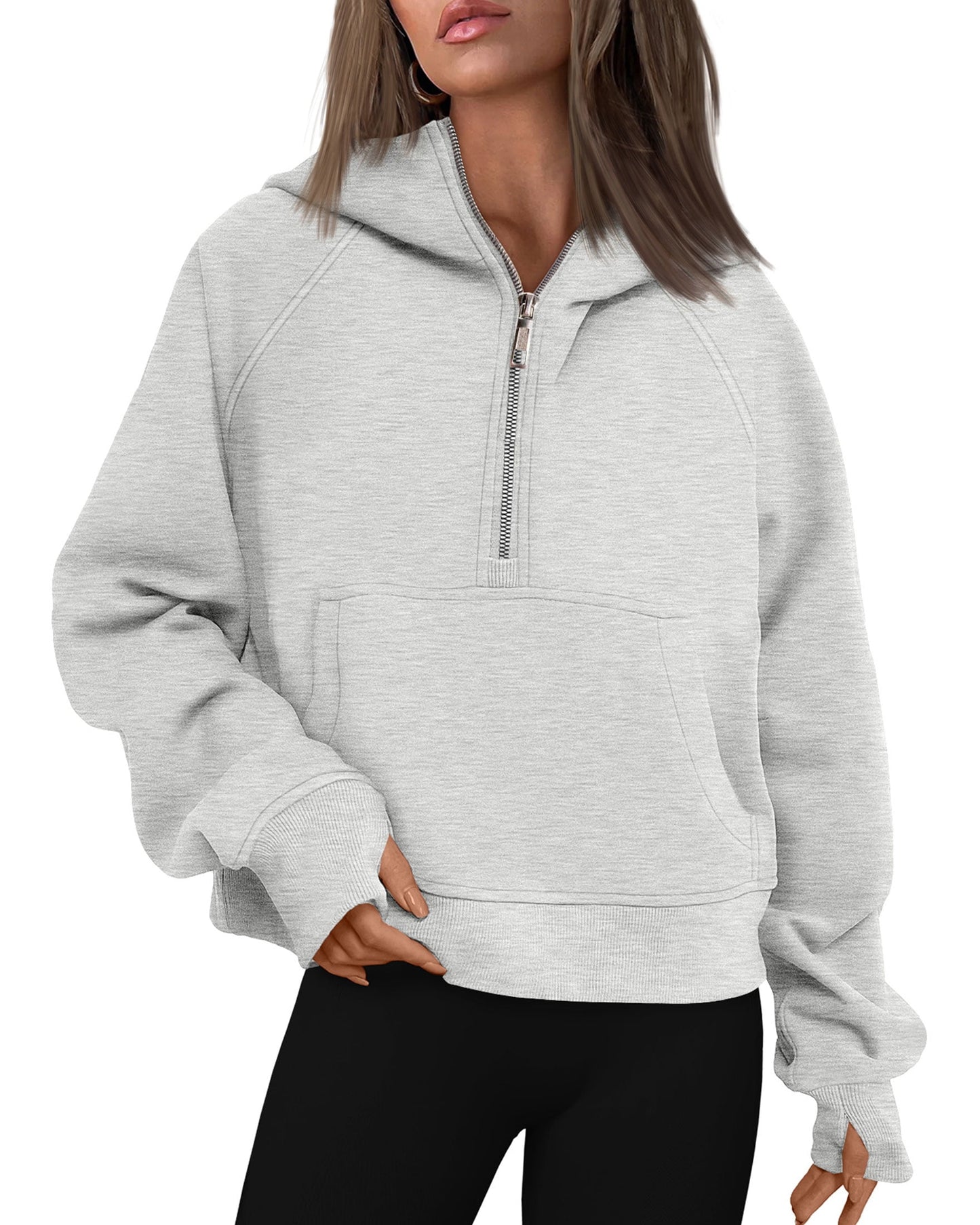 SUNBS Hoodies for Women Half Zip Pullover Oversized Hoodies Y2k Quarter Zip Sweatshirts Thumb Hole Fleece Outfit