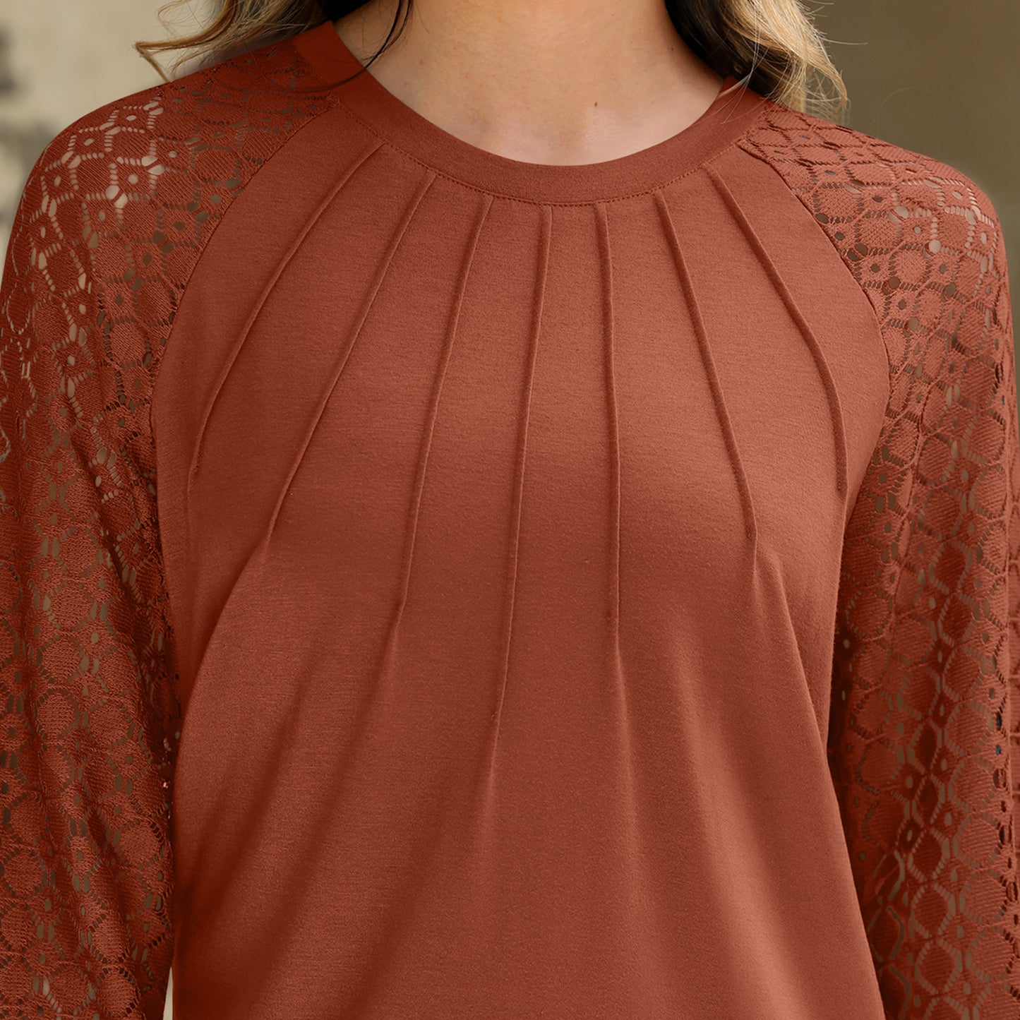 SUNBS Blouses for Women Lace Tunic Tops Crewneck Casual Fashion Long Sleeve Shirts