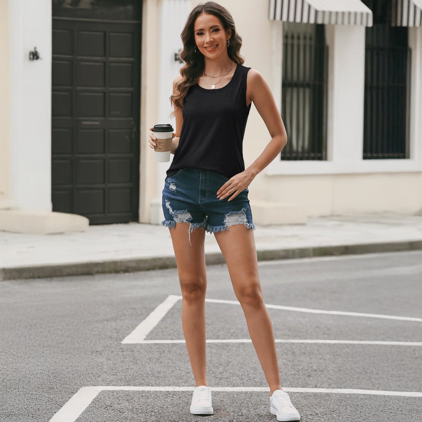 SUNBS Loose Fit Tank Tops for Women Casual Crewneck Sleeveless Summer Tee 2025