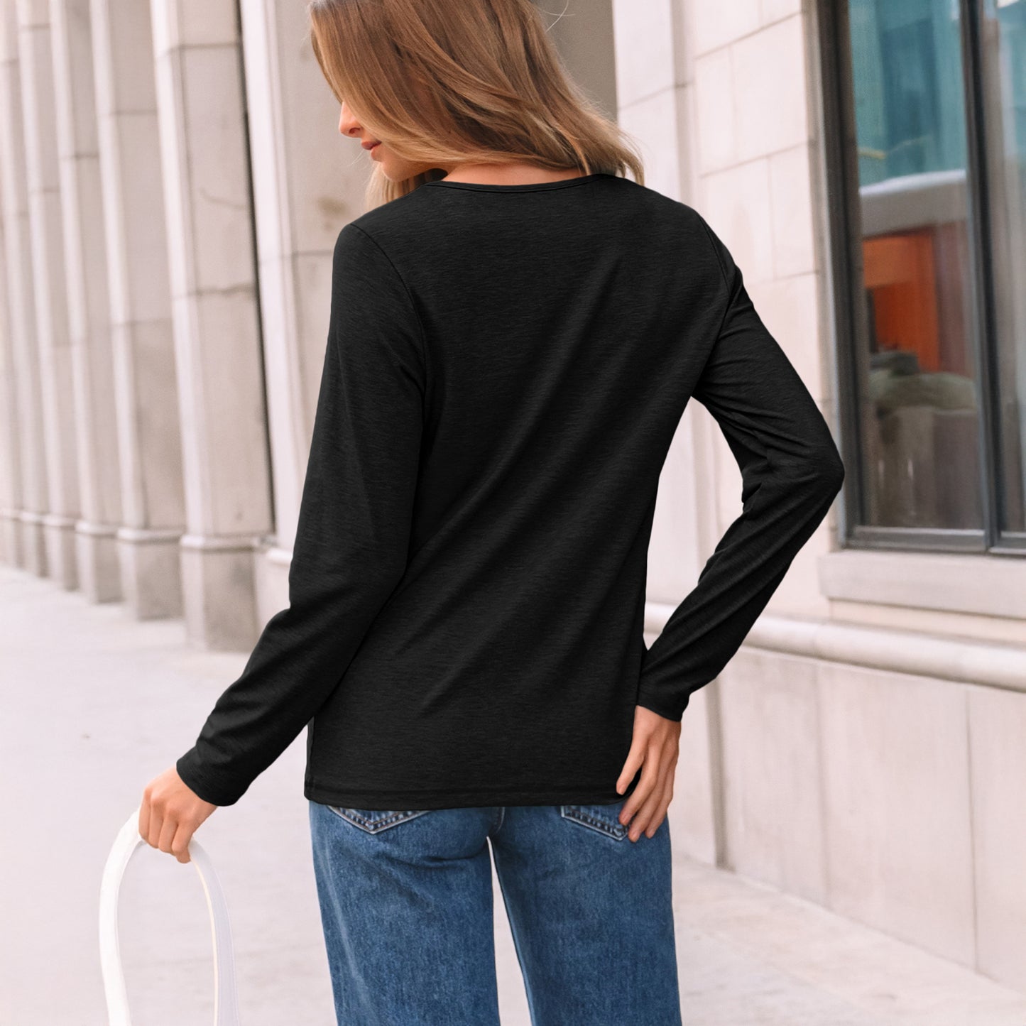 SUNBS Blouses for Women Long Sleeve Shirts Dressy Casual Crew Neck Fall Tops, Sizes S-2XL