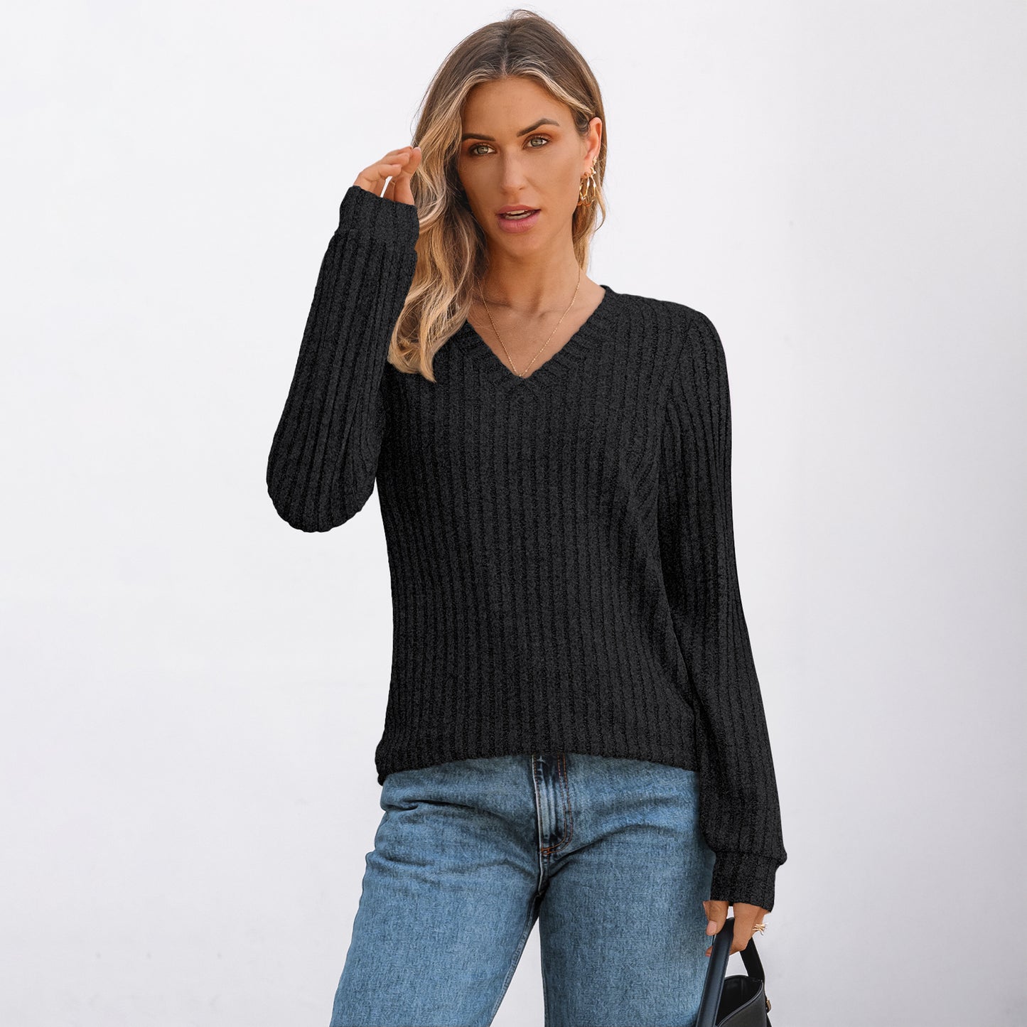 SUNBS Long Sleeve Shirts for Women Tunic Sweaters Casual V Neck Fall Winter Fashion Clothes, Sizes S-2XL