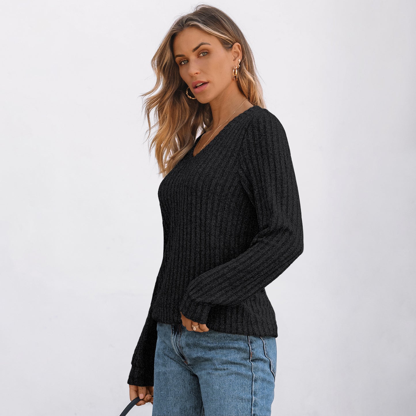 SUNBS Long Sleeve Shirts for Women Tunic Sweaters Casual V Neck Fall Winter Fashion Clothes, Sizes S-2XL