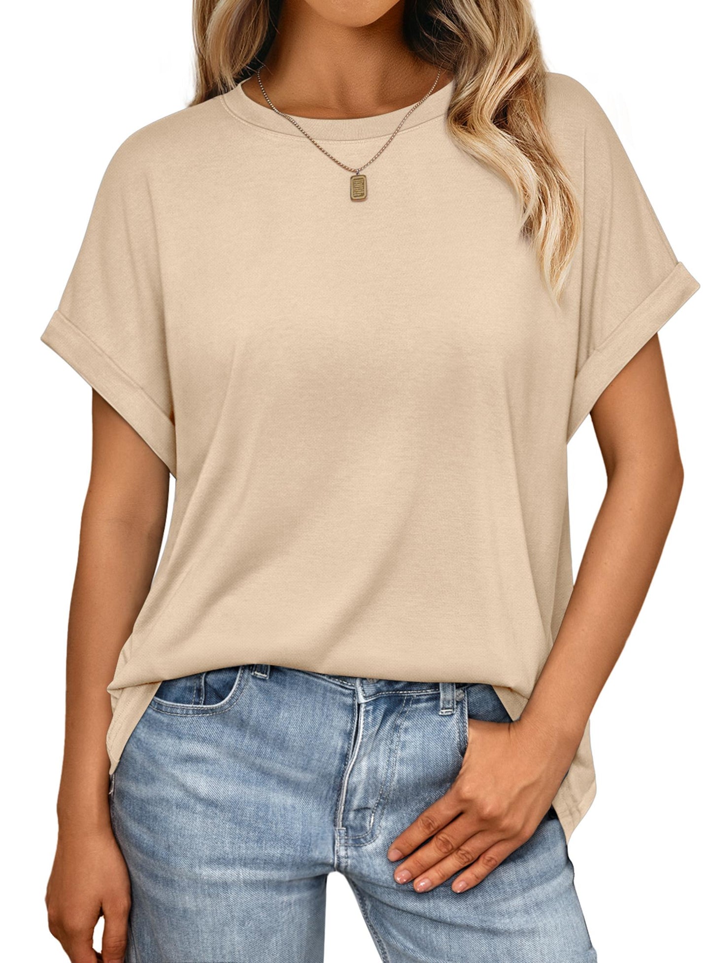 SUNBS Womens Tops Oversized Business Casual Shirts Loose Fit Short Sleeve Tshirts Summer Clothes Fashion Trendy Outfit