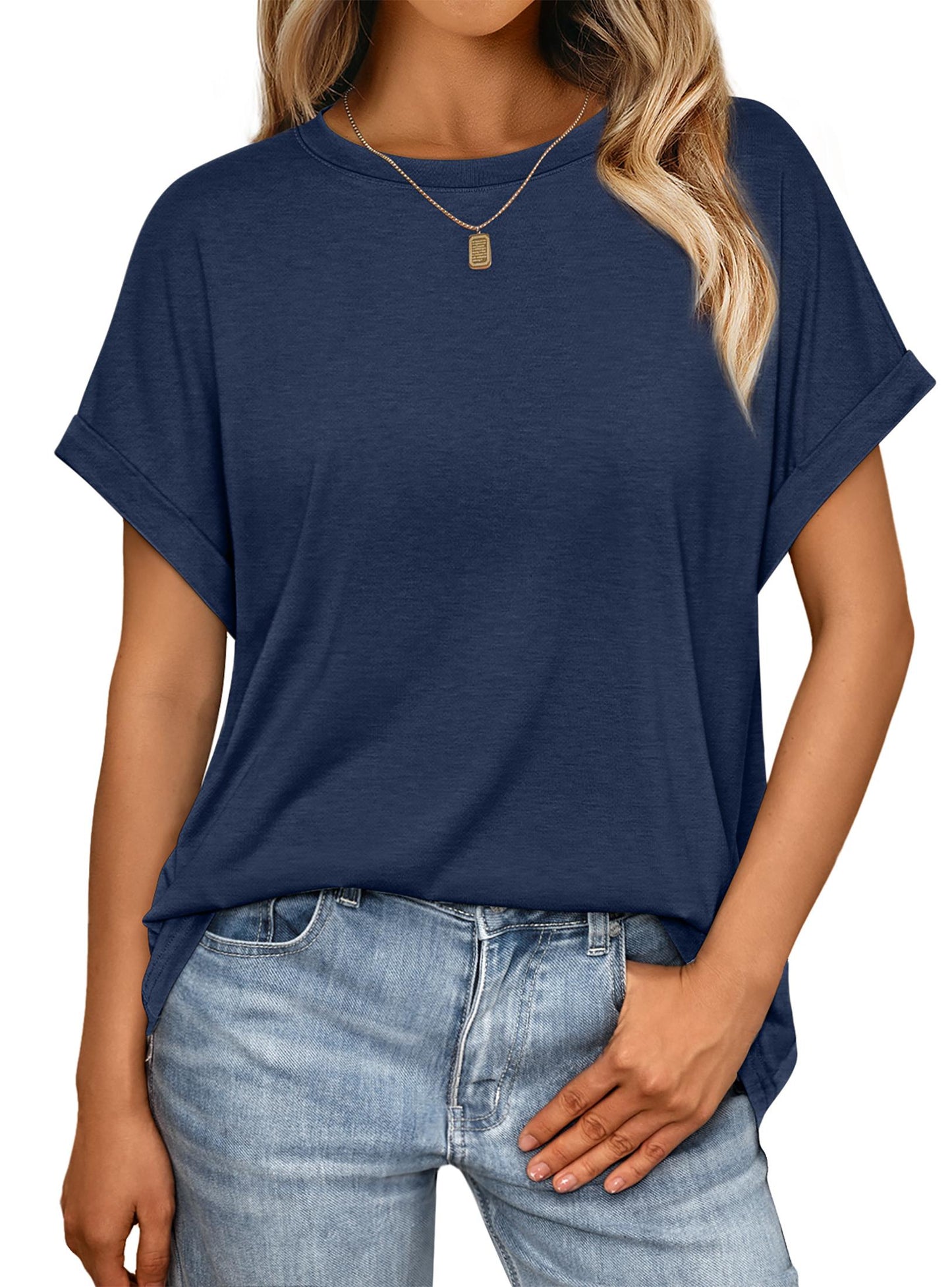 SUNBS Womens Tops Oversized Business Casual Shirts Loose Fit Short Sleeve Tshirts Summer Clothes Fashion Trendy Outfit