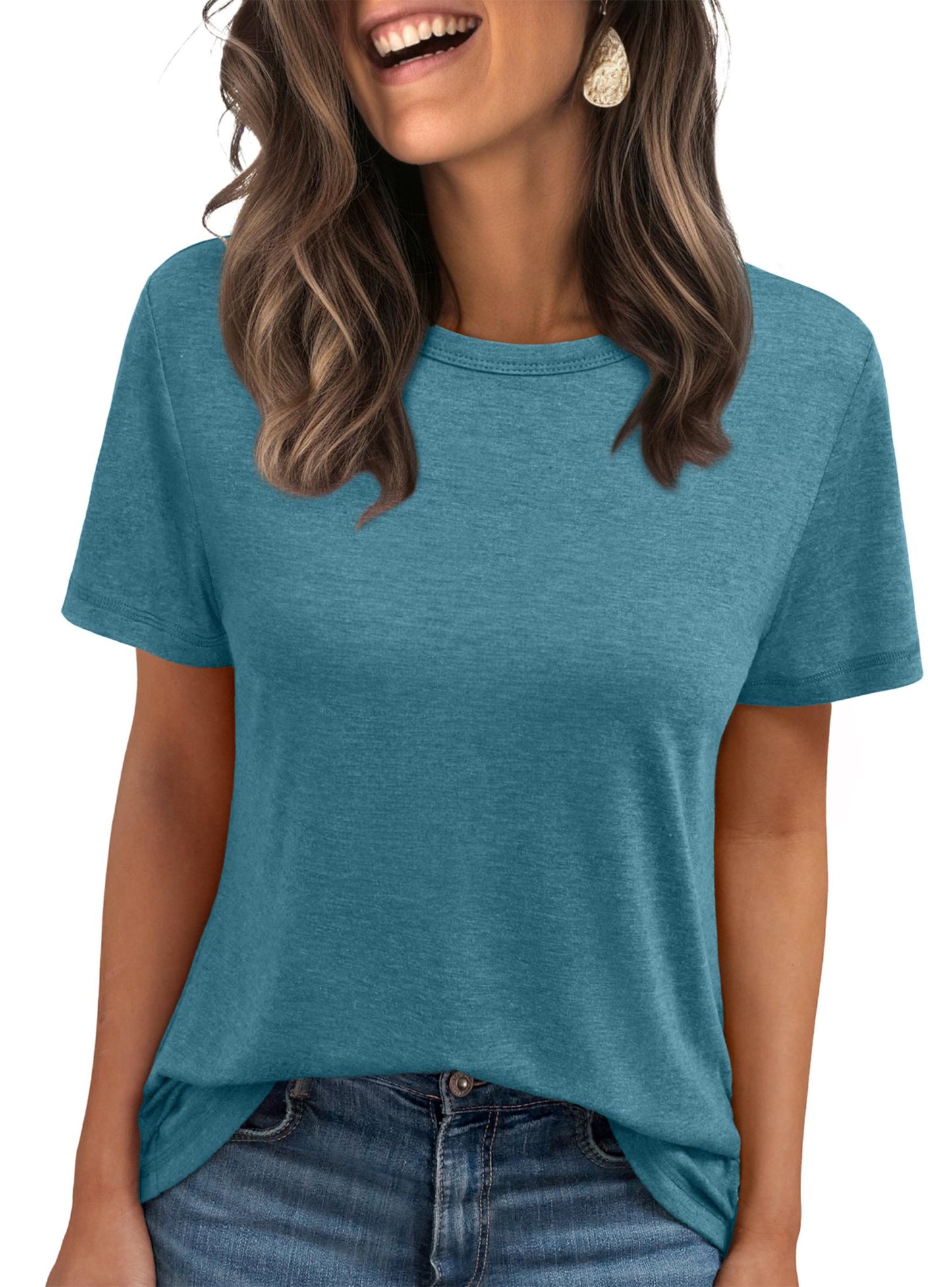 SUNBS Shirts for Women Summer Spring Tops Short Sleeve Oversized T Shirts Fashion Basic Casual Tee Clothes 2025 Trendy