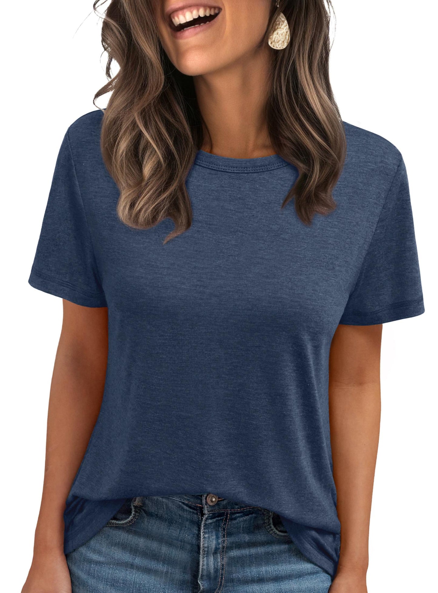 SUNBS Shirts for Women Summer Spring Tops Short Sleeve Oversized T Shirts Fashion Basic Casual Tee Clothes 2025 Trendy