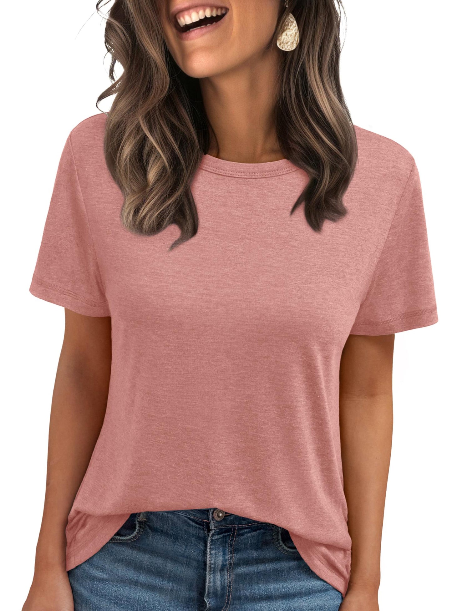 SUNBS Shirts for Women Summer Spring Tops Short Sleeve Oversized T Shirts Fashion Basic Casual Tee Clothes 2025 Trendy