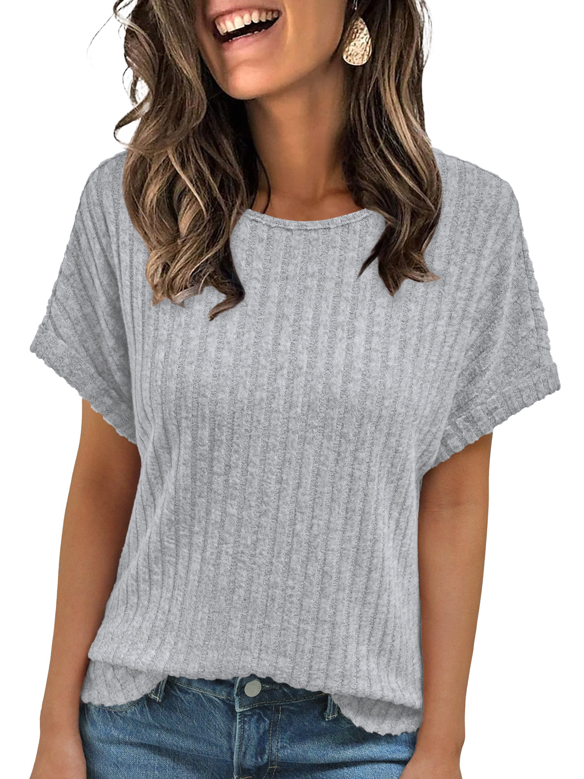 SUNBS Women Blouses Summer Sweaters Short Sleeve Tunic Tops Dressy Casual Business Shirts 2025