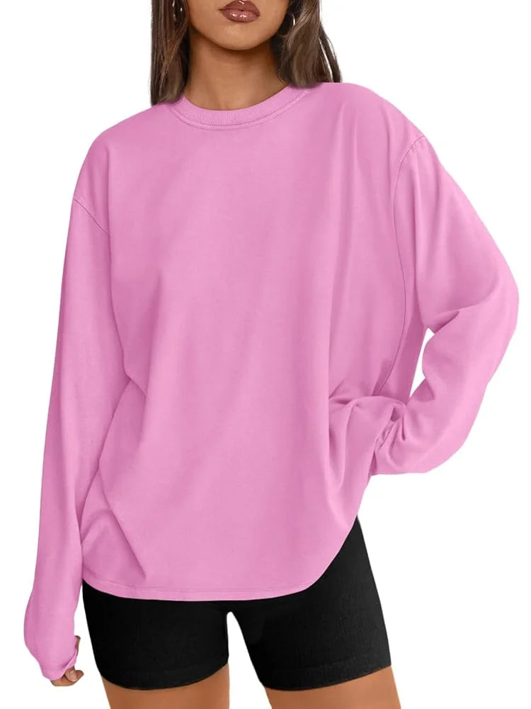 SUNBS T Shirts for Women Oversized Long Sleeve Basic Crewneck Tee Fall Winter Casual Blouses, Sizes S-3XL