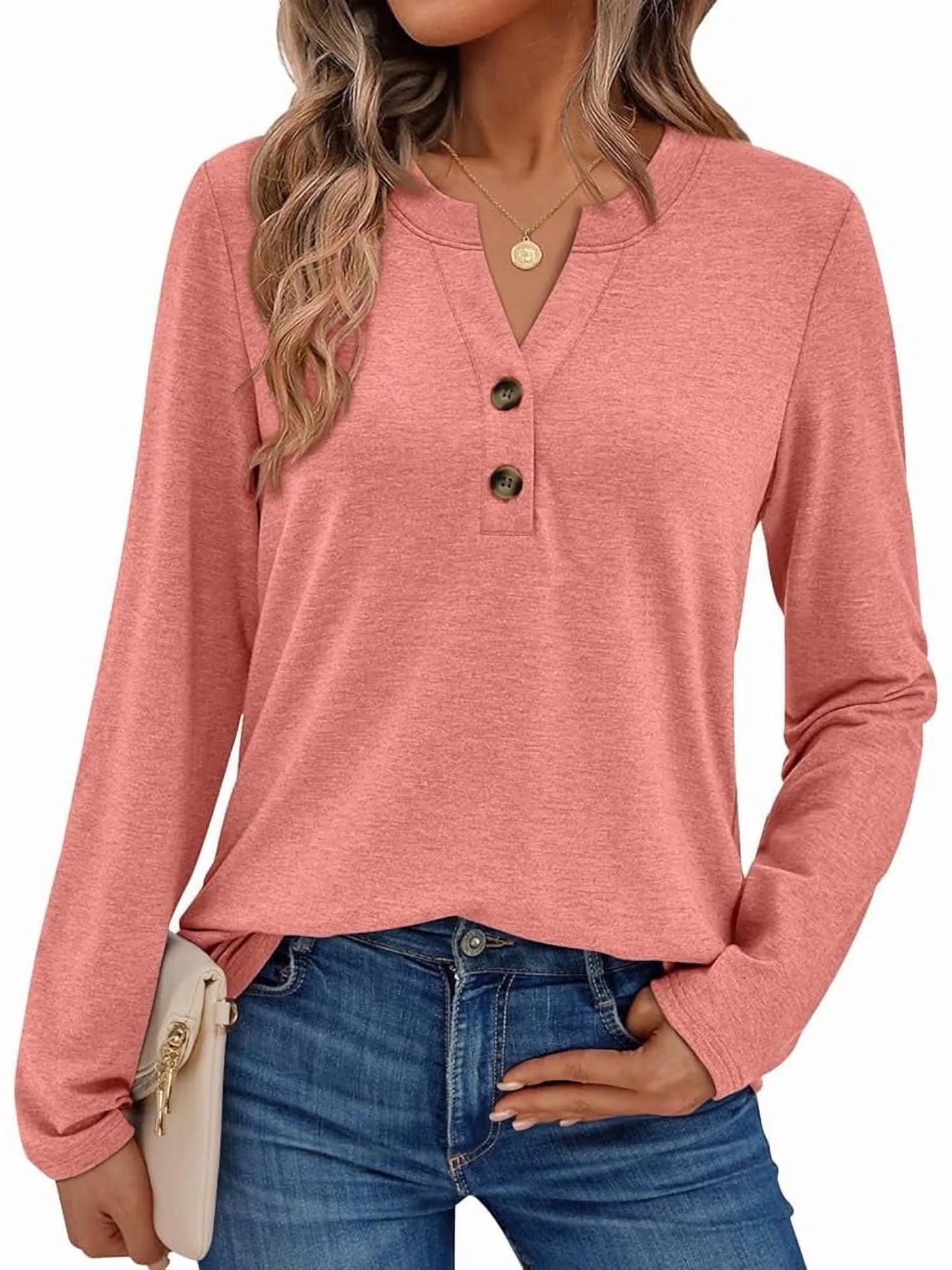 SUNBS Blouses for Women Dressy Casual V Neck Womens Tops Long Sleeve Shirts for Women Blouses