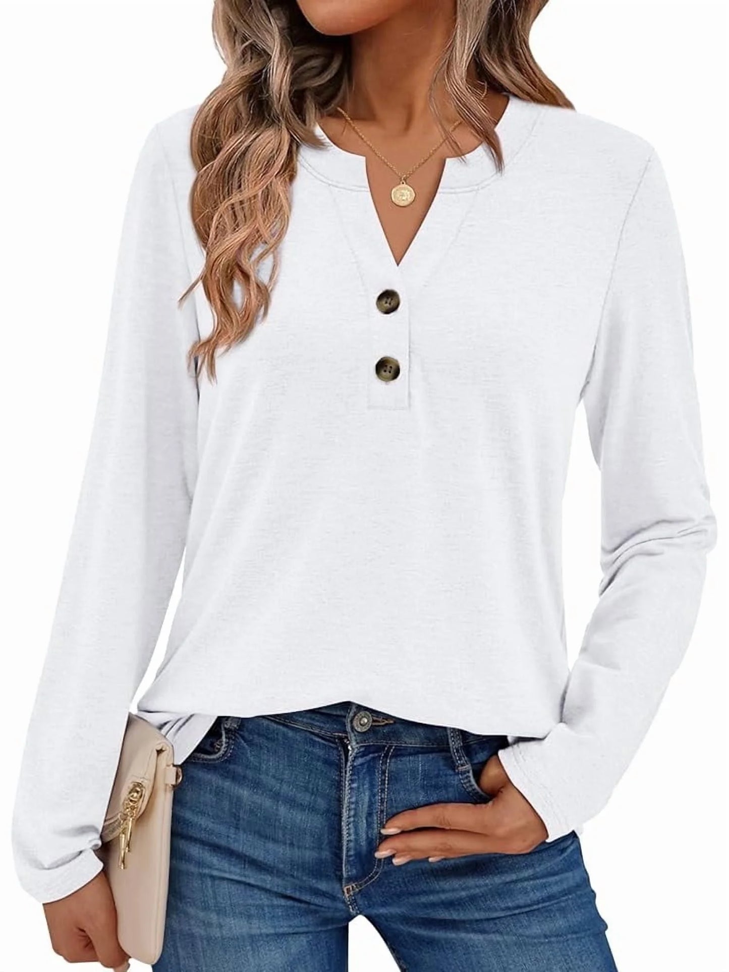 SUNBS Blouses for Women Dressy Casual V Neck Womens Tops Long Sleeve Shirts for Women Blouses