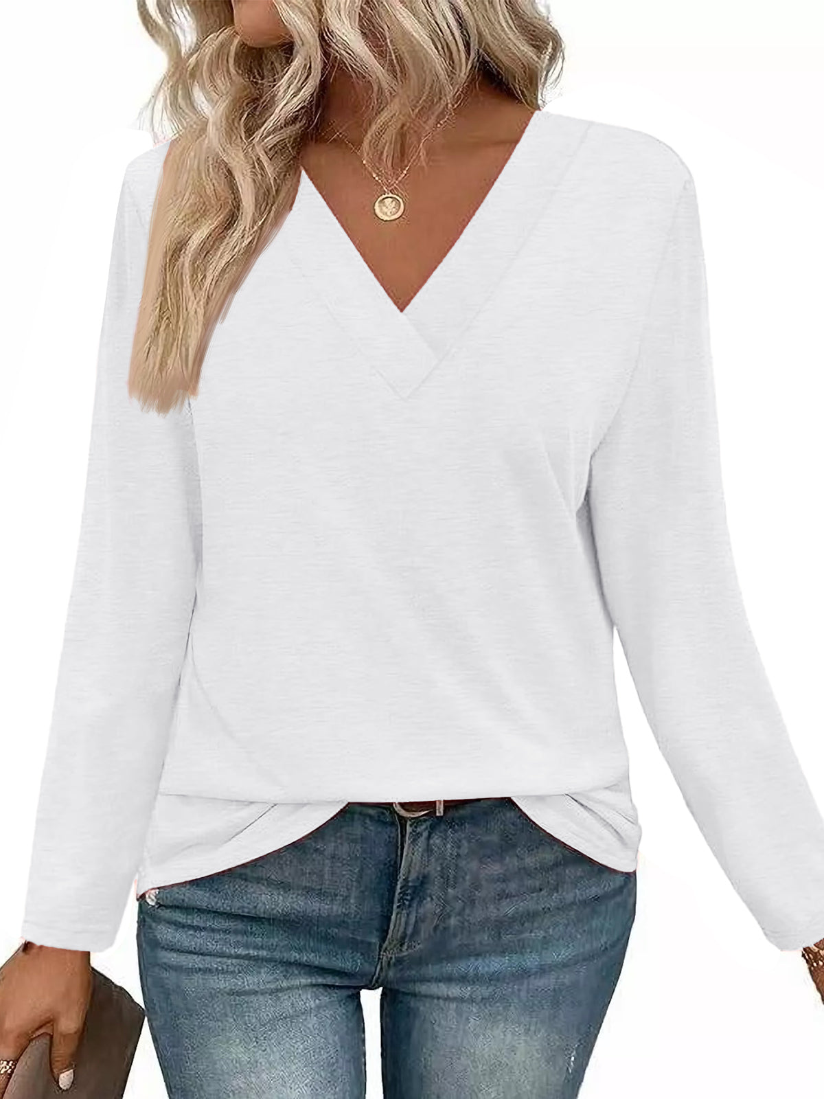 SUNBS Long Sleeve Shirts for Women Tops V Neck Casual Tops Comfortable Shirt Soft Basic Tees Women Blouses