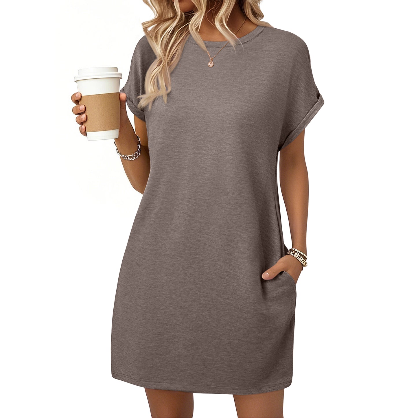 SUNBS Dresses for Womens Summer Spring T Shirt Dress Vacation Beach Mini Sundress Loose Clothes with Pockets