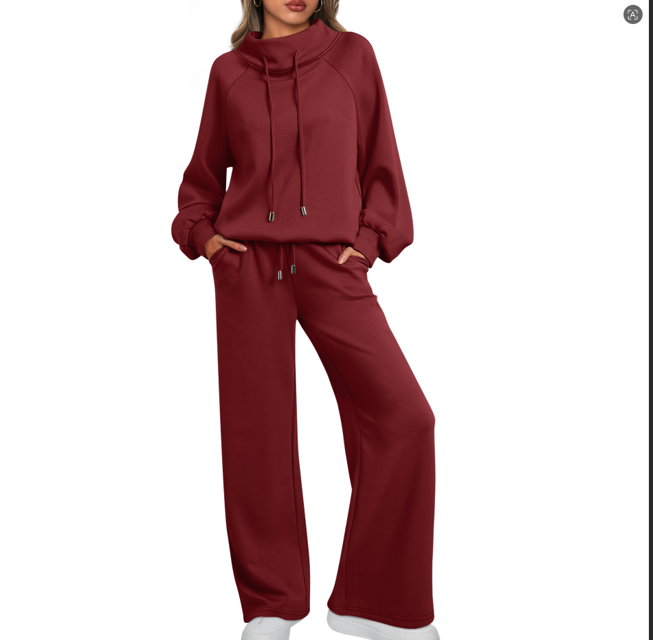 SUNBS Lounge Sets for Women Sweatsuits 2 Piece Outfits 2025 Fall Drawstring Sweatshirt Wide Leg Sweatpants Tracksuit