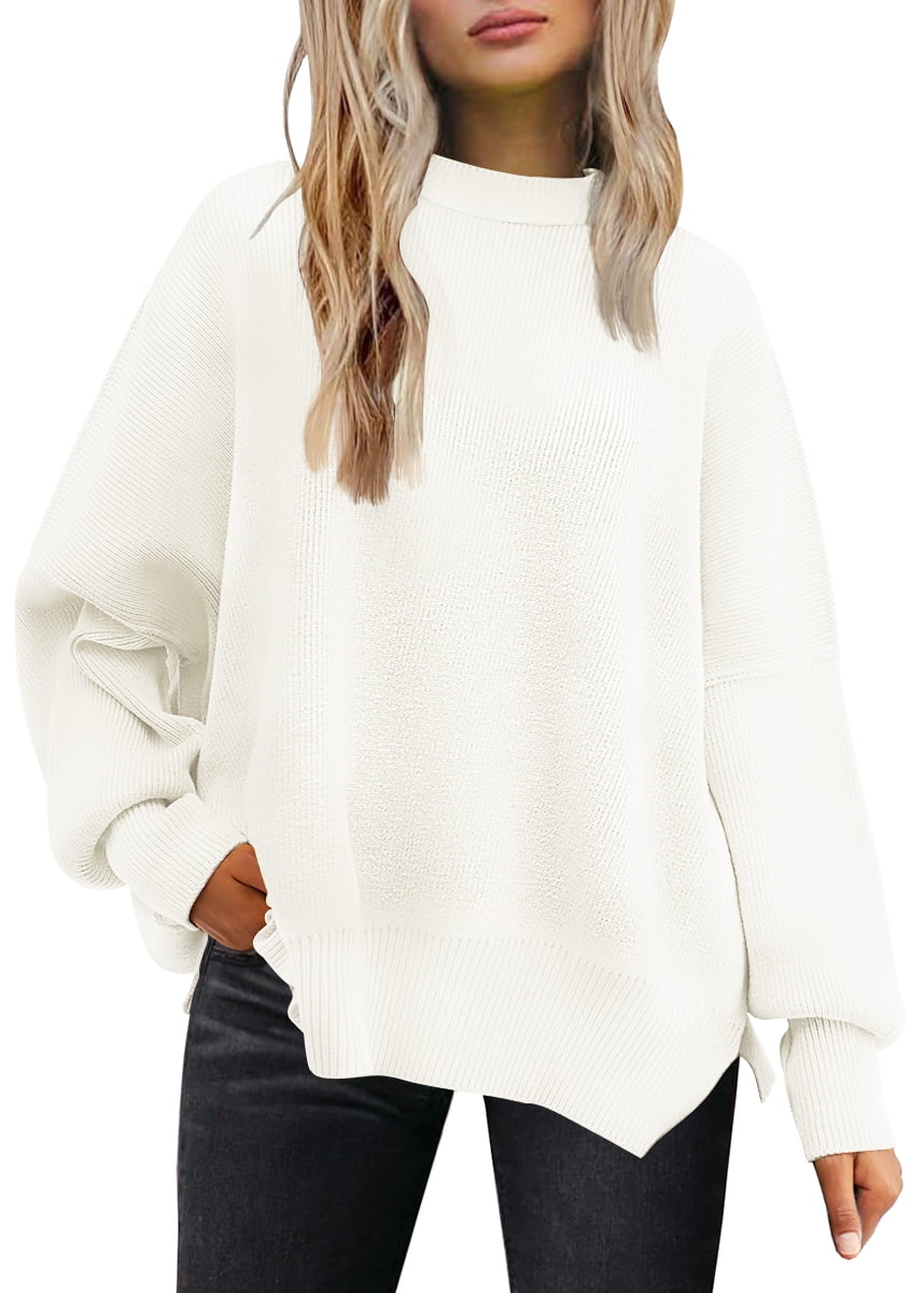SUNBS Oversized Sweaters for Women Crewneck Casual Long Sleeve Blouse Knit Pullover Tops 2024 Winter Clothes