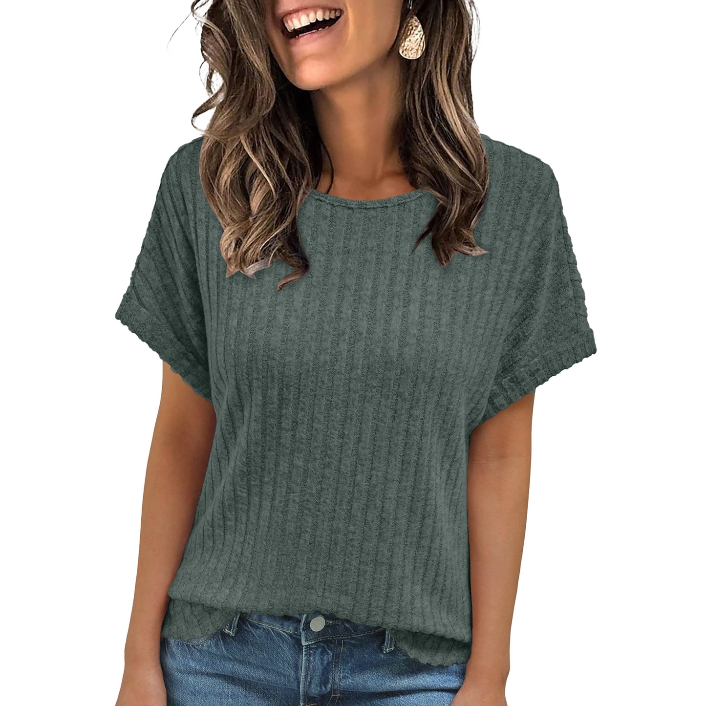 SUNBS Women Blouses Summer Sweaters Short Sleeve Tunic Tops Dressy Casual Business Shirts 2025